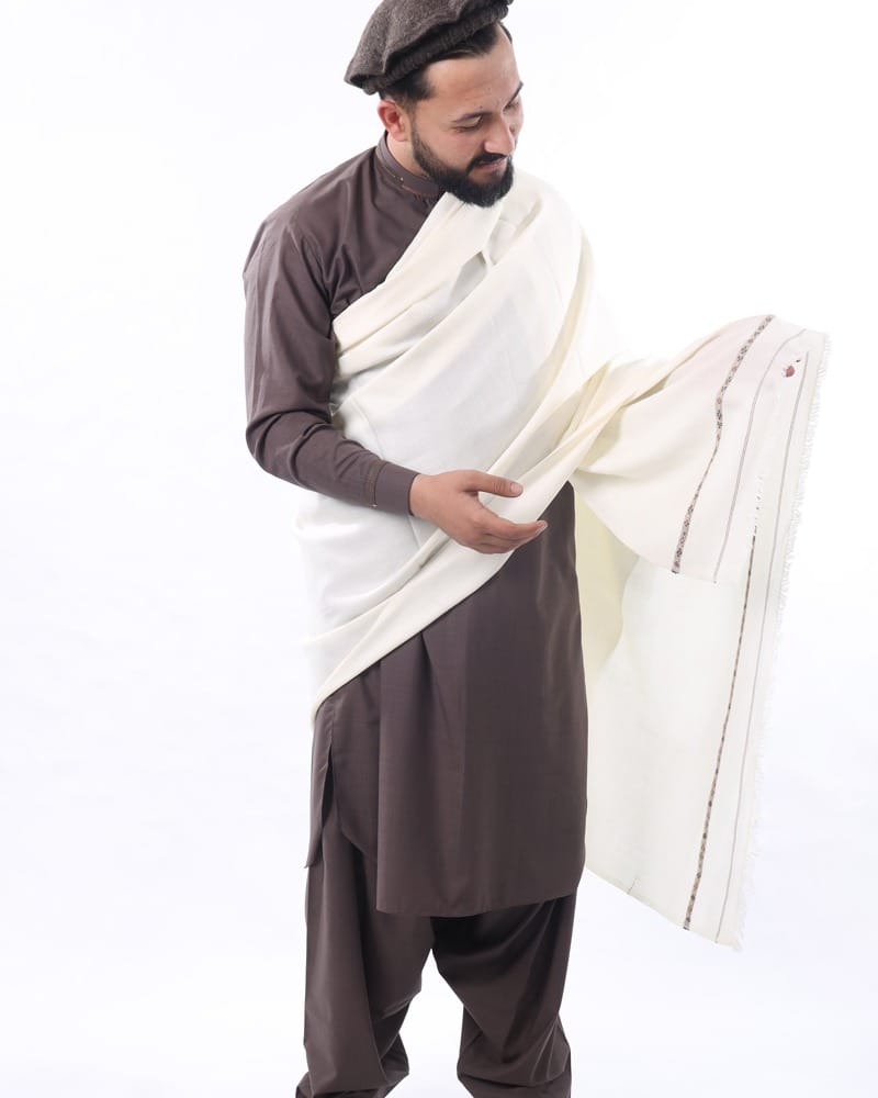 Kashmiri Wool Shawl for Men | Afghan Patu, Handmade Winter Wrap, Cultural Heritage Shawl