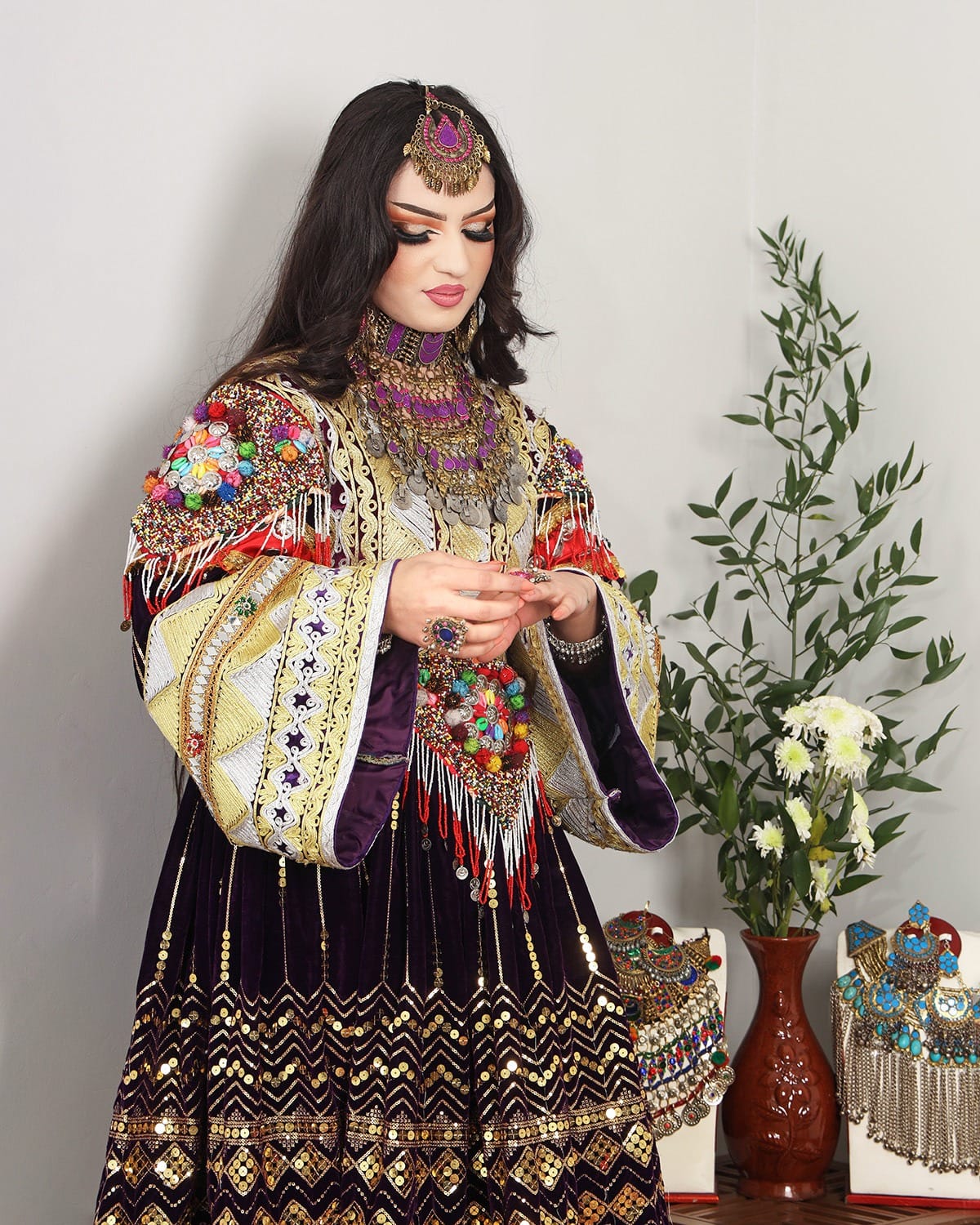 Luxury Afghan Genda Afghan Dress -Hand Embroidered Velvet Fabric-Wedding & Cultural Occasions