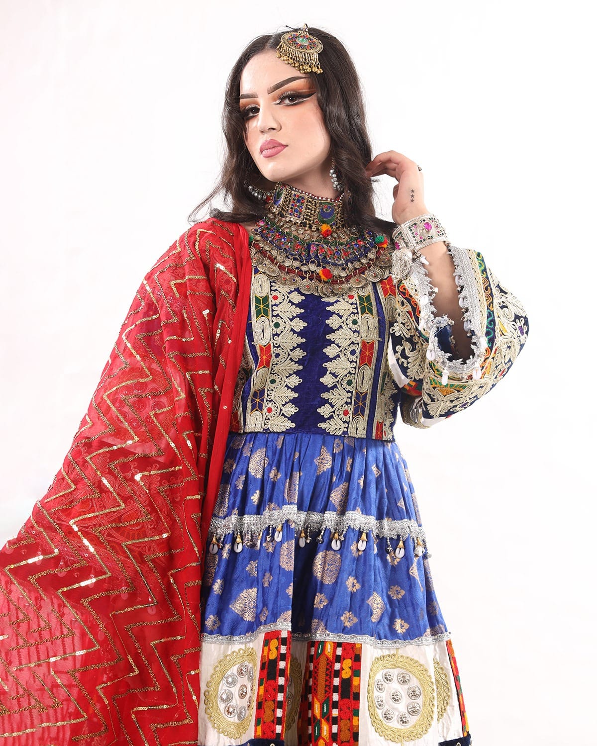 Afghan Dress with Handcrafted Banarsi Embroidery – Traditional Afghan Dress