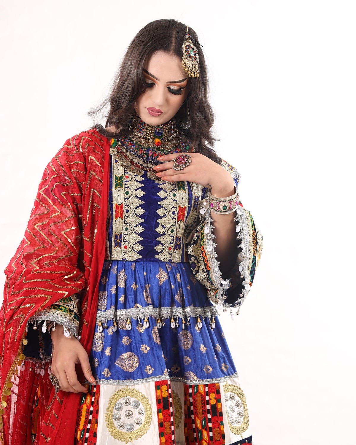 Afghan Dress with Handcrafted Banarsi Embroidery – Traditional Afghan Dress