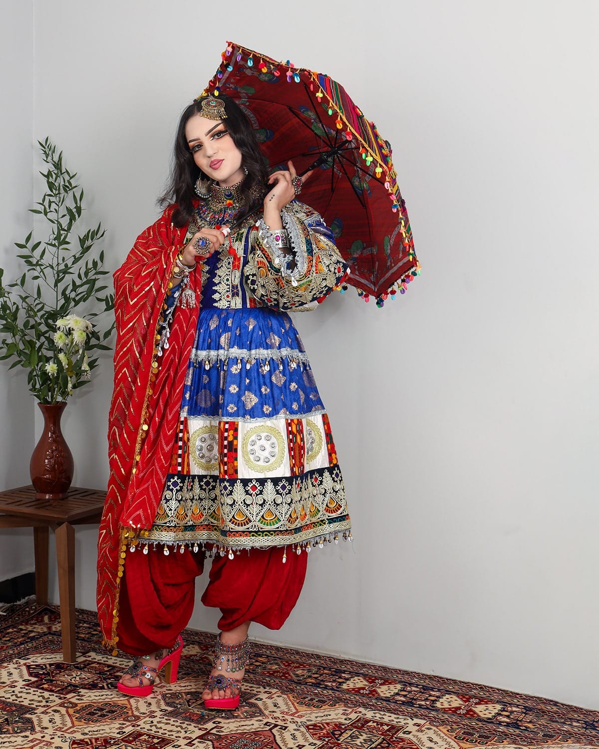 Afghan Dress with Handcrafted Banarsi Embroidery – Traditional Afghan Dress