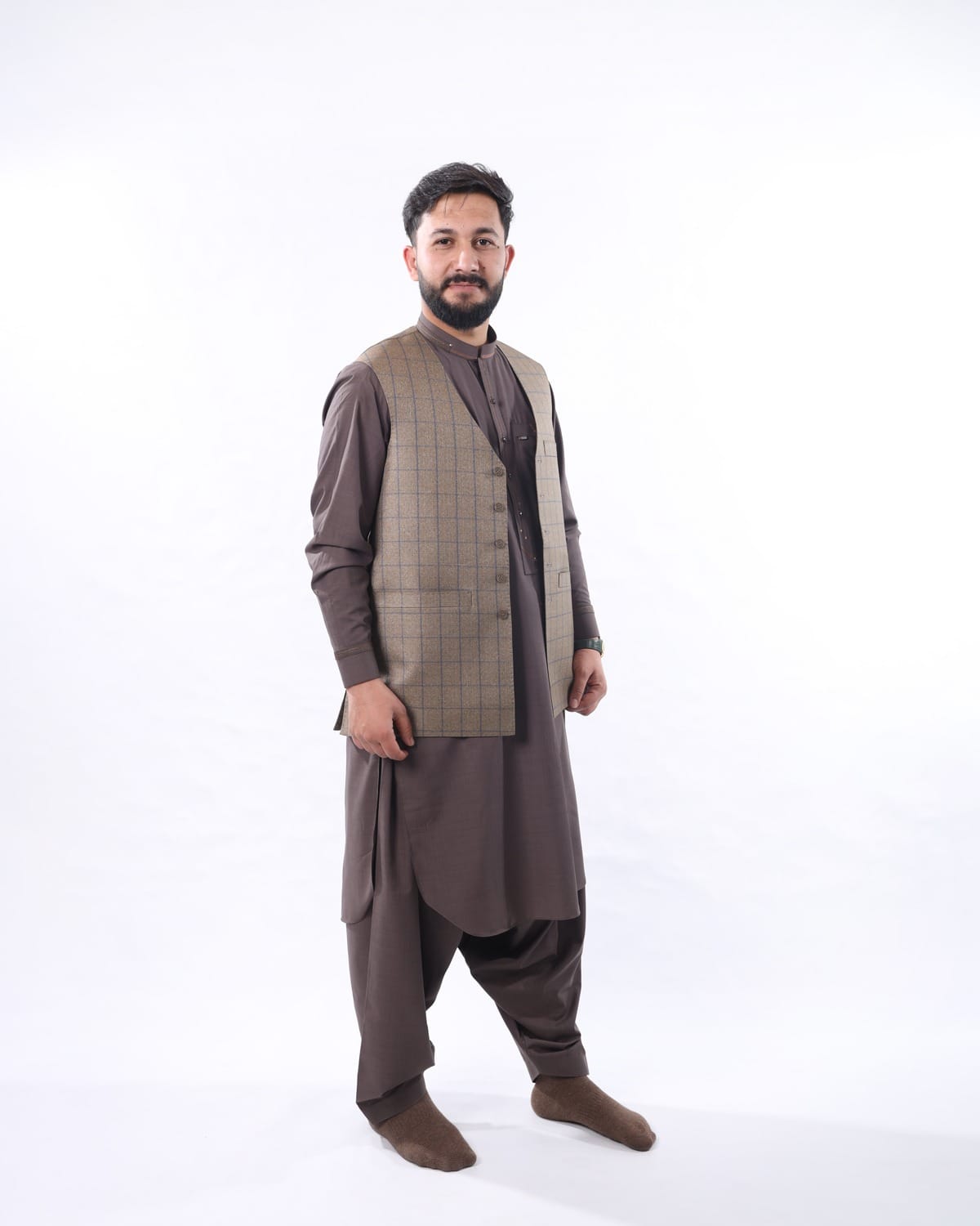 Classic Handmade Men’s Waistcoat – Traditional Brown Formal Vest for Wedding & Cultural Wear