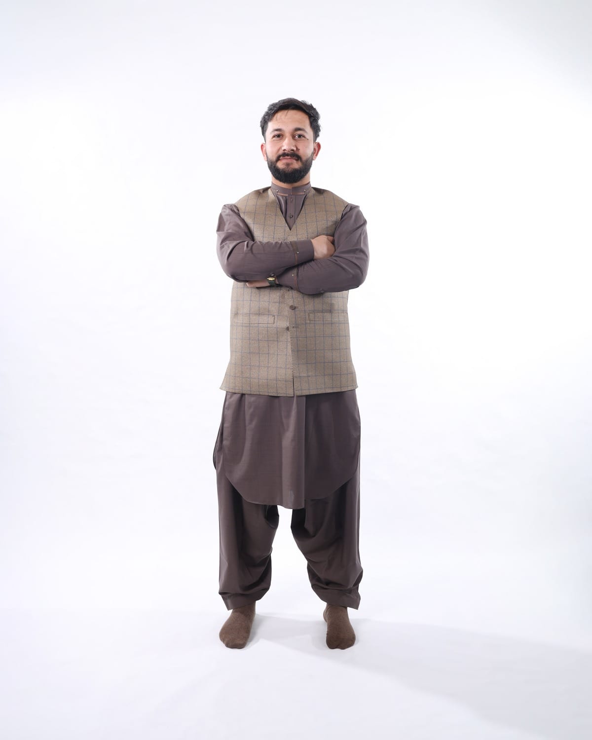 Classic Handmade Men’s Waistcoat – Traditional Brown Formal Vest for Wedding & Cultural Wear