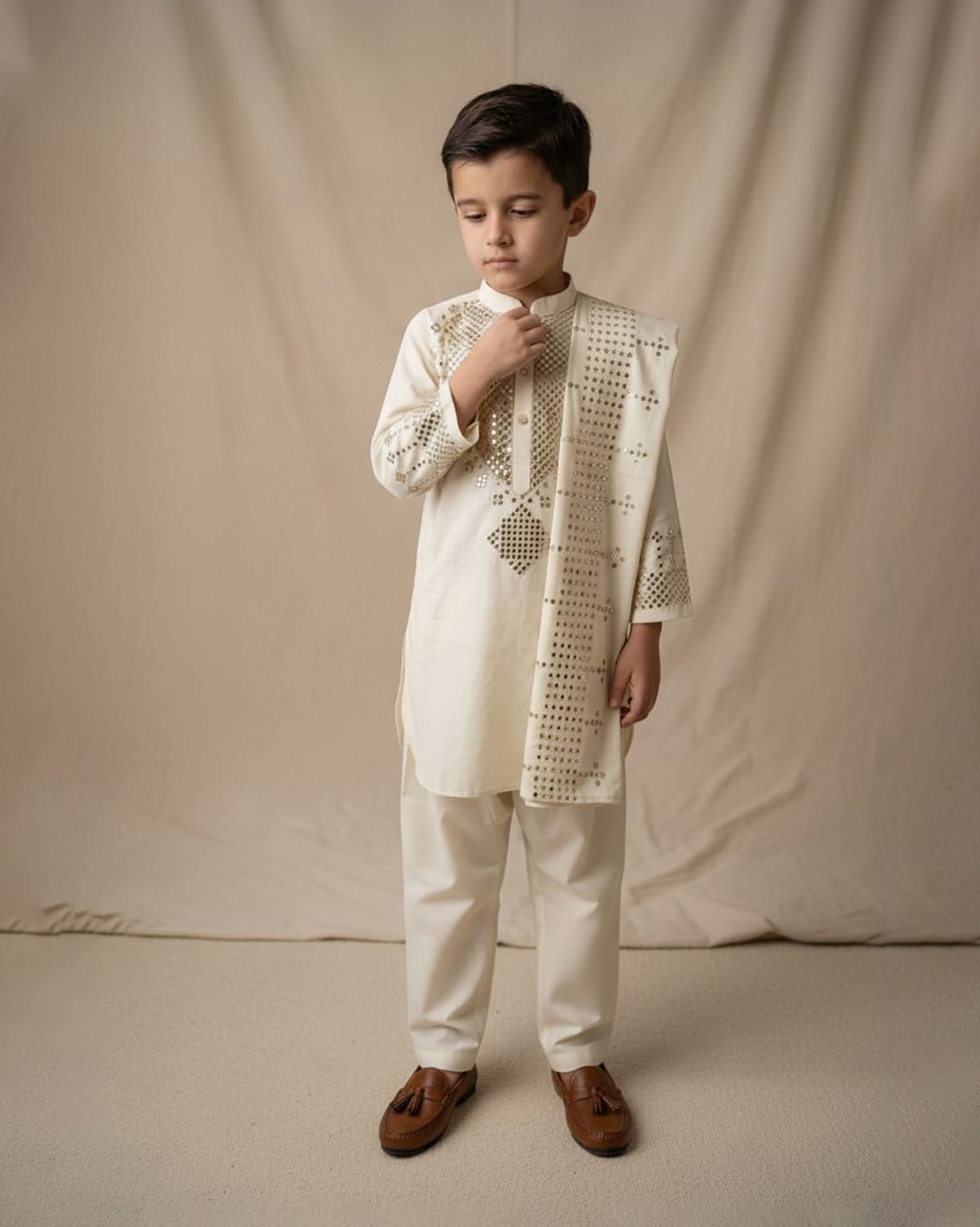 Kid Boys Pehran Tunban – Traditional Shalwar Kameez | Custom Order