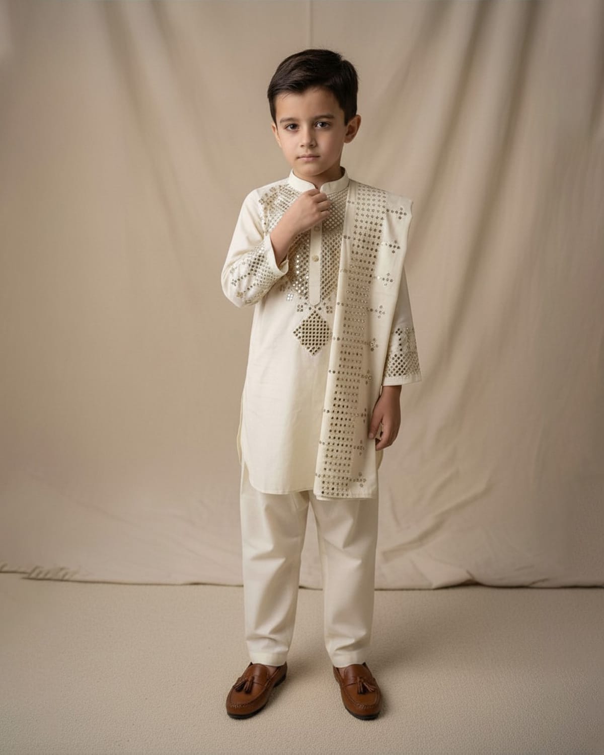 Kid Boys Pehran Tunban – Traditional Shalwar Kameez | Custom Order