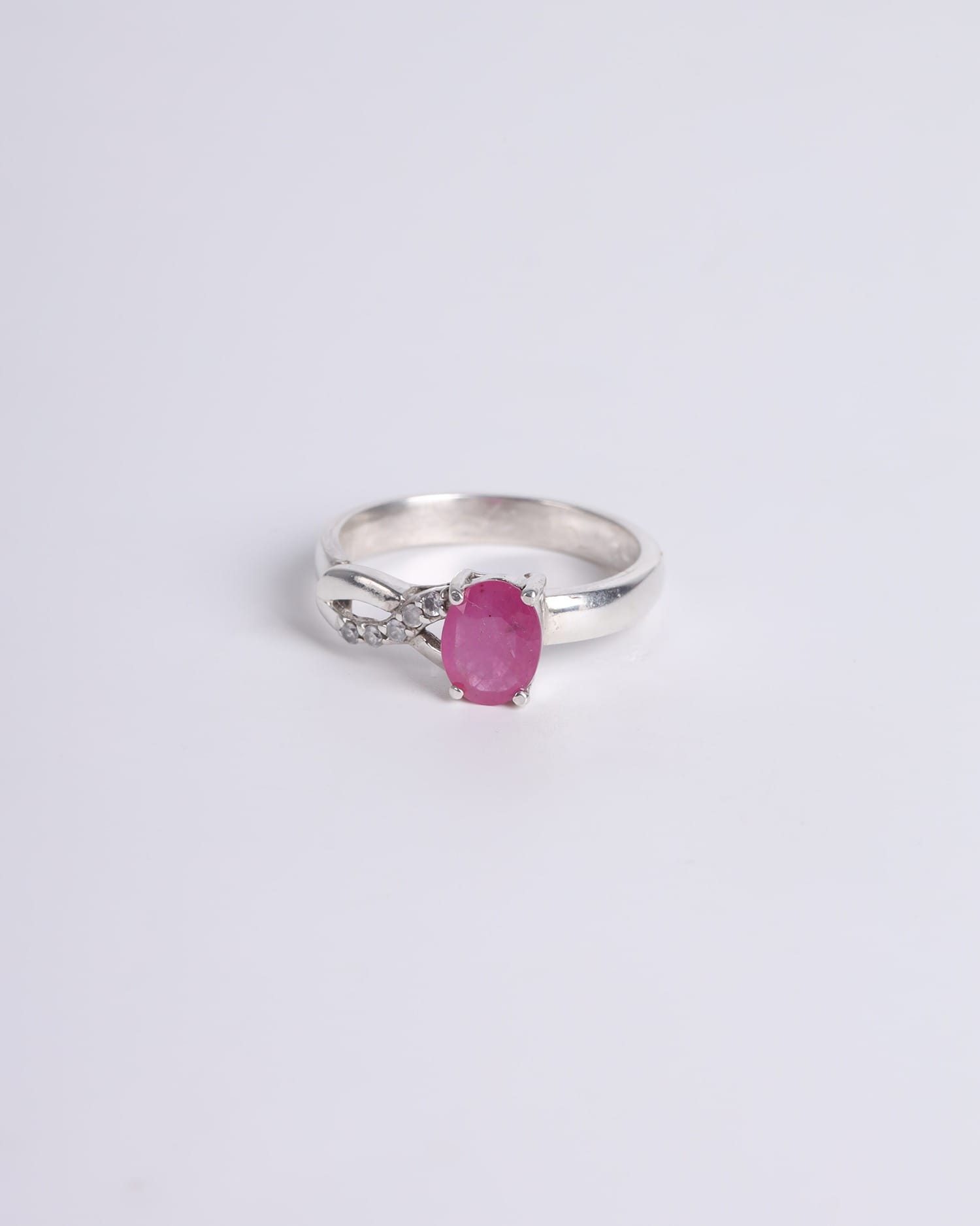 Luxury Ruby & Diamond Ring in Sterling Silver – Engagement & Wedding Ring
