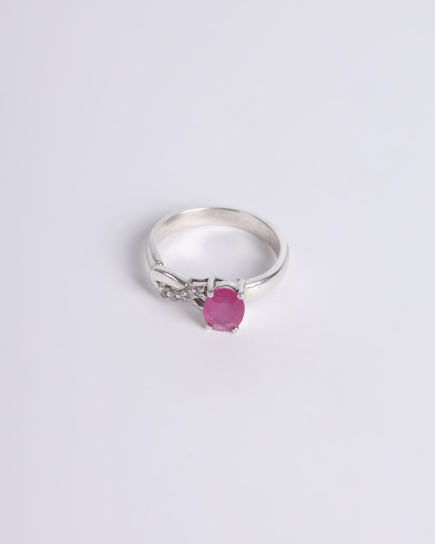 Luxury Ruby & Diamond Ring in Sterling Silver – Engagement & Wedding Ring