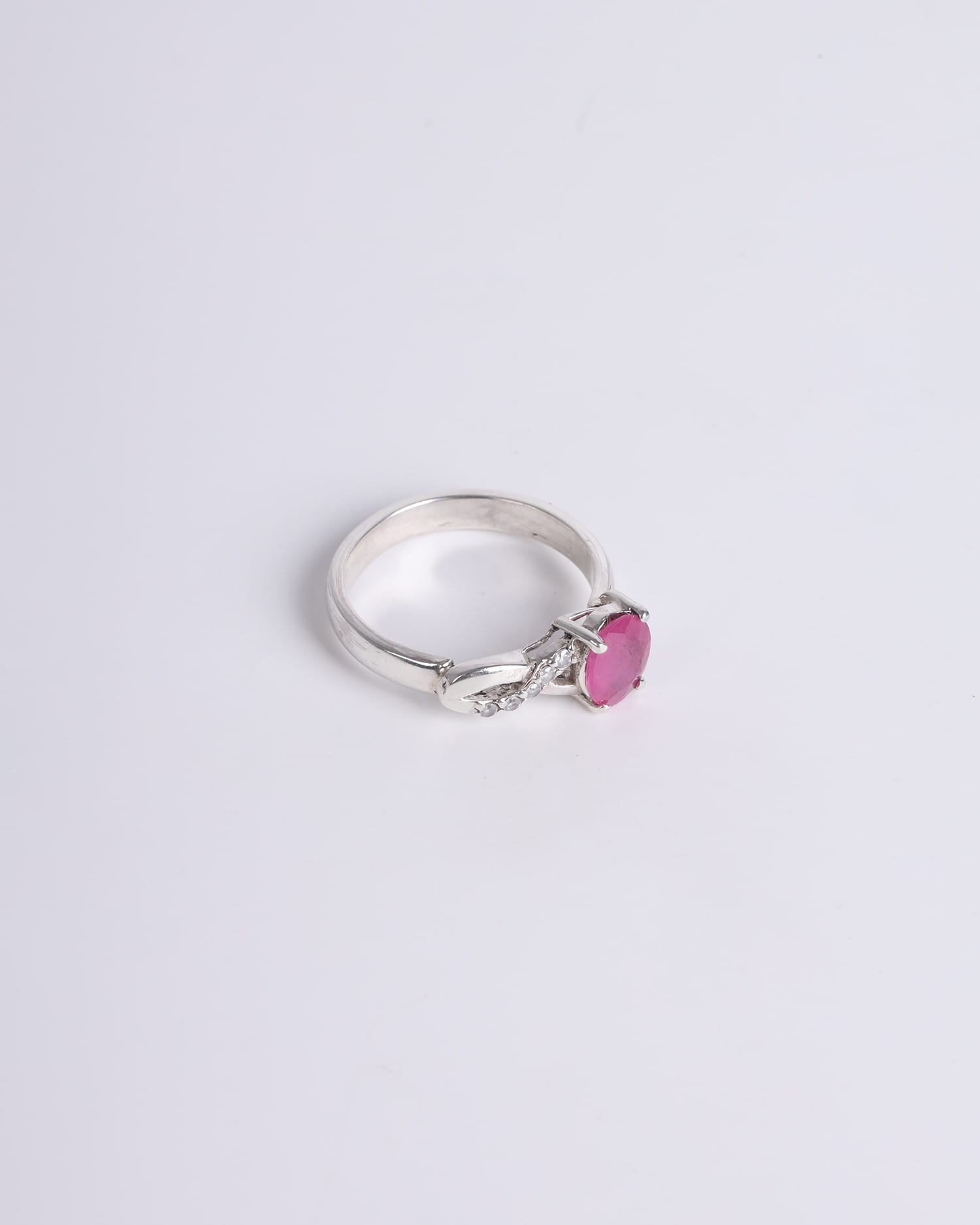Luxury Ruby & Diamond Ring in Sterling Silver – Engagement & Wedding Ring
