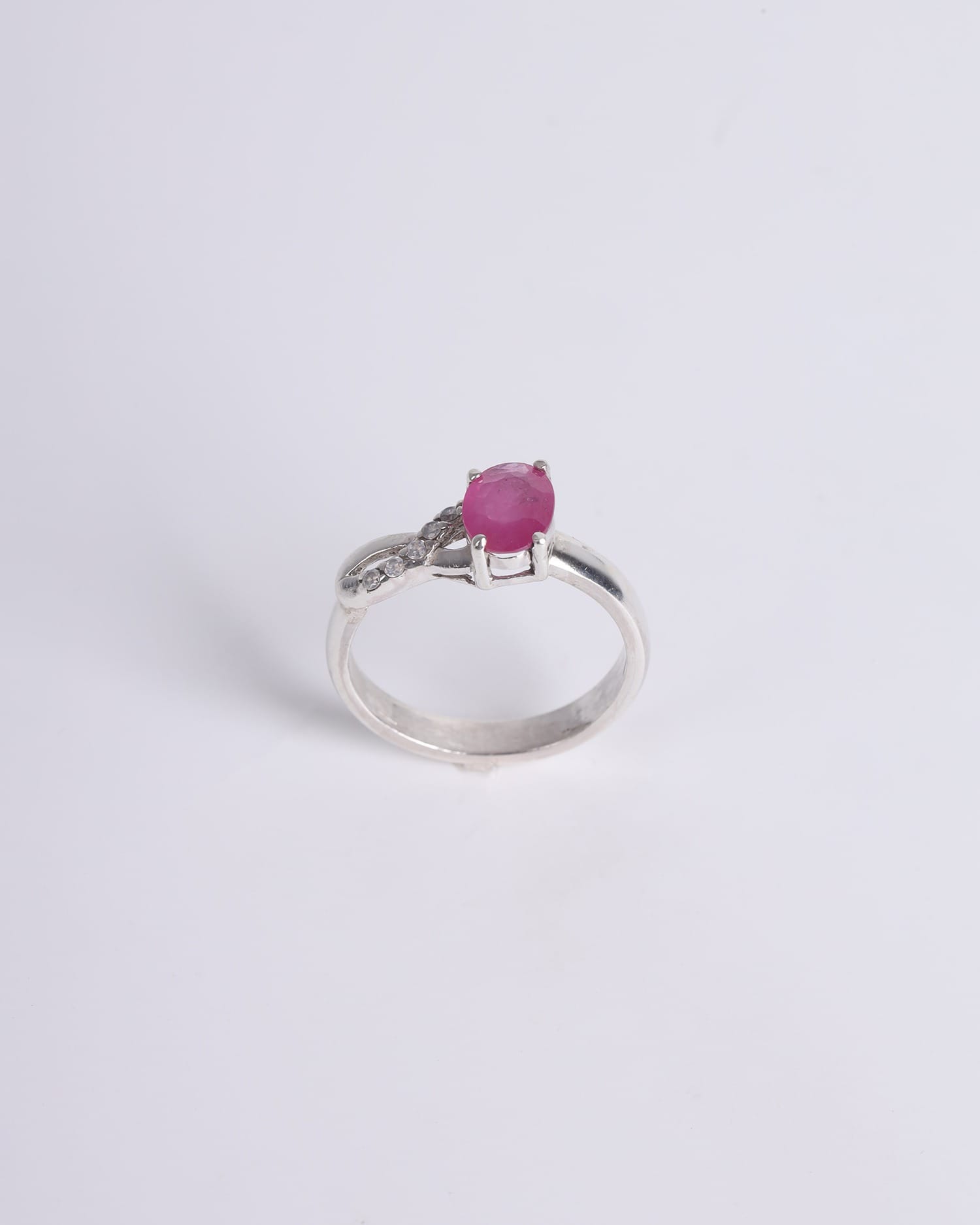 Luxury Ruby & Diamond Ring in Sterling Silver – Engagement & Wedding Ring