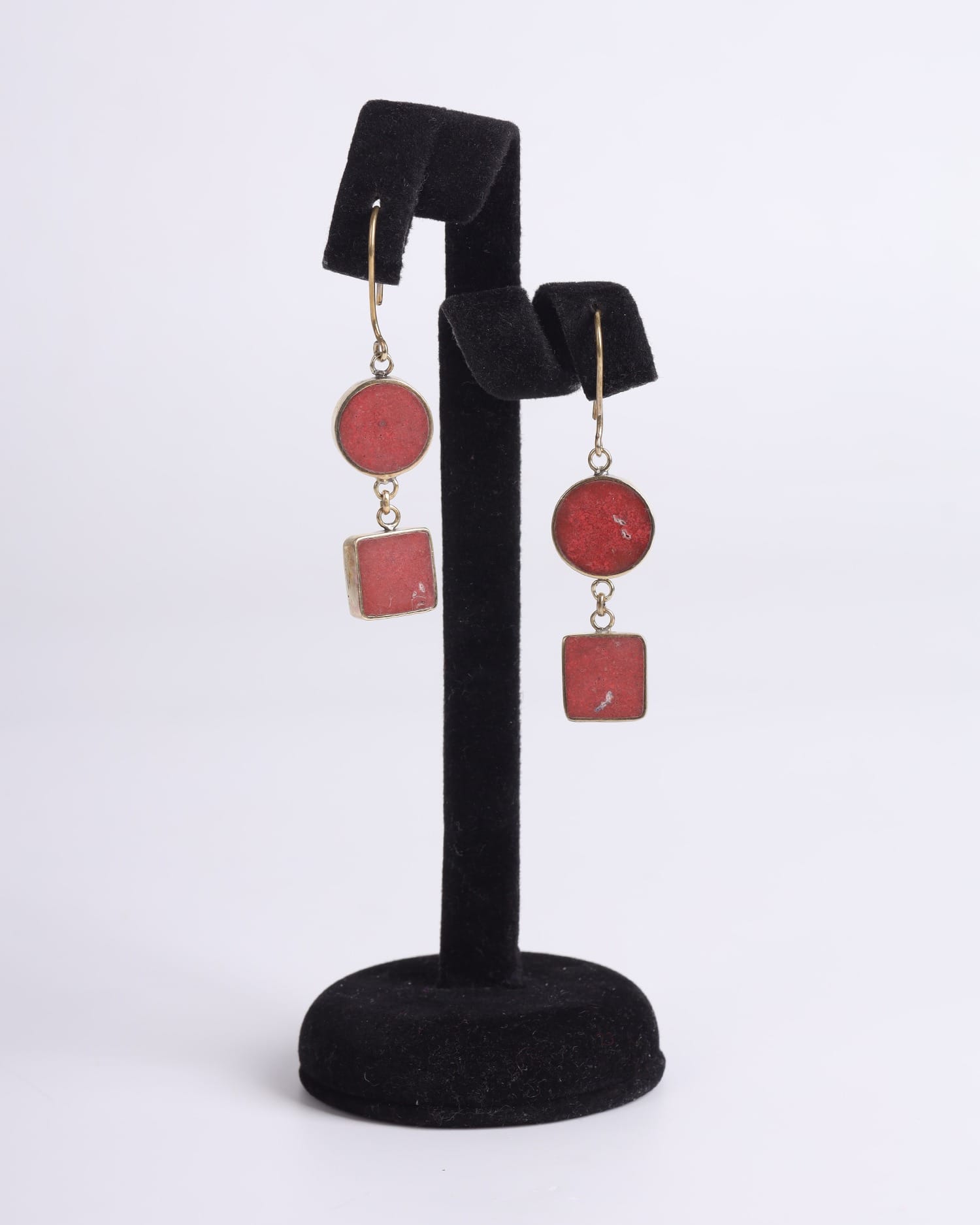 Lapis Lazuli Earrings – Unique Brass Design, Handcrafted Jewelry