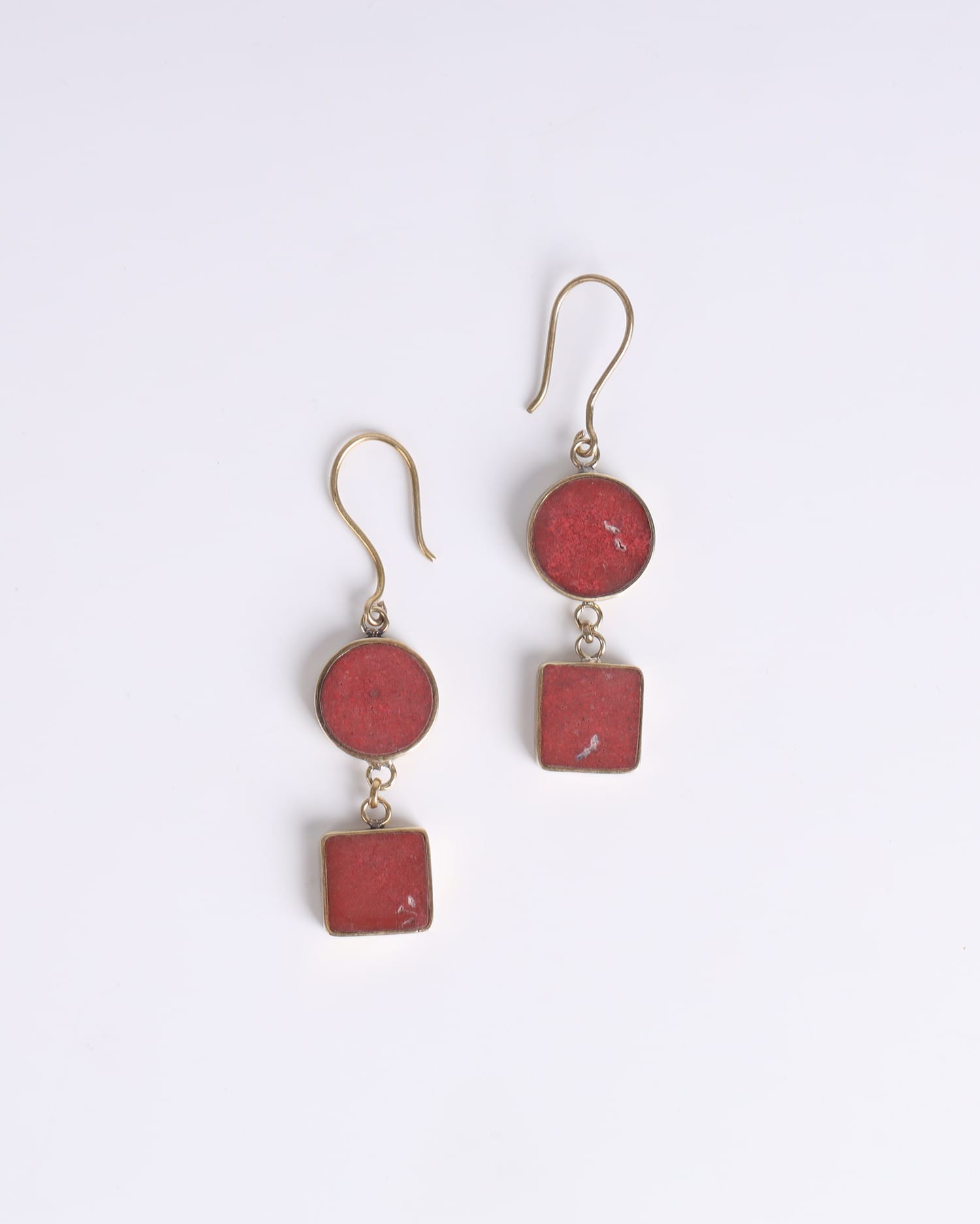 Lapis Lazuli Earrings – Unique Brass Design, Handcrafted Jewelry