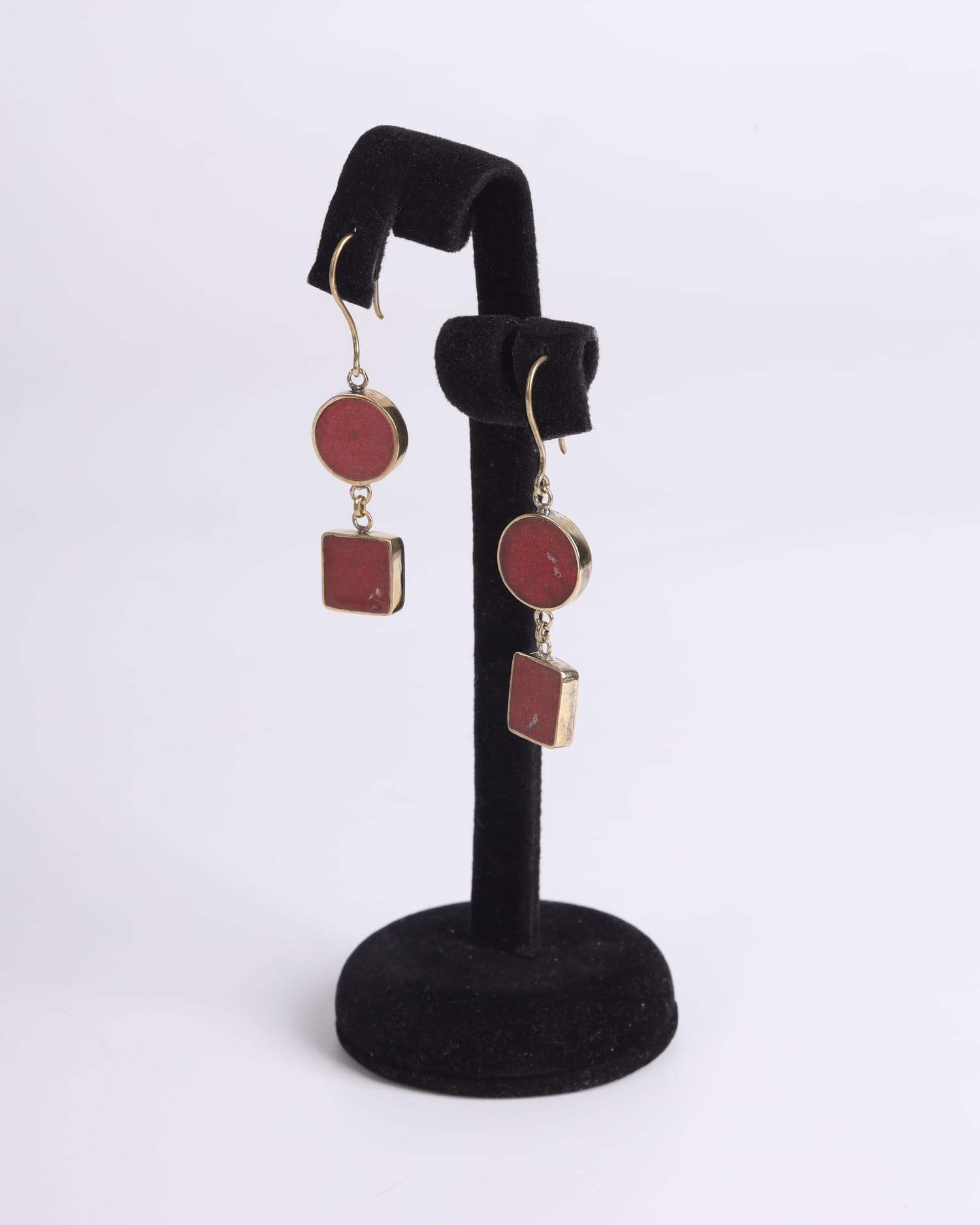 Lapis Lazuli Earrings – Unique Brass Design, Handcrafted Jewelry