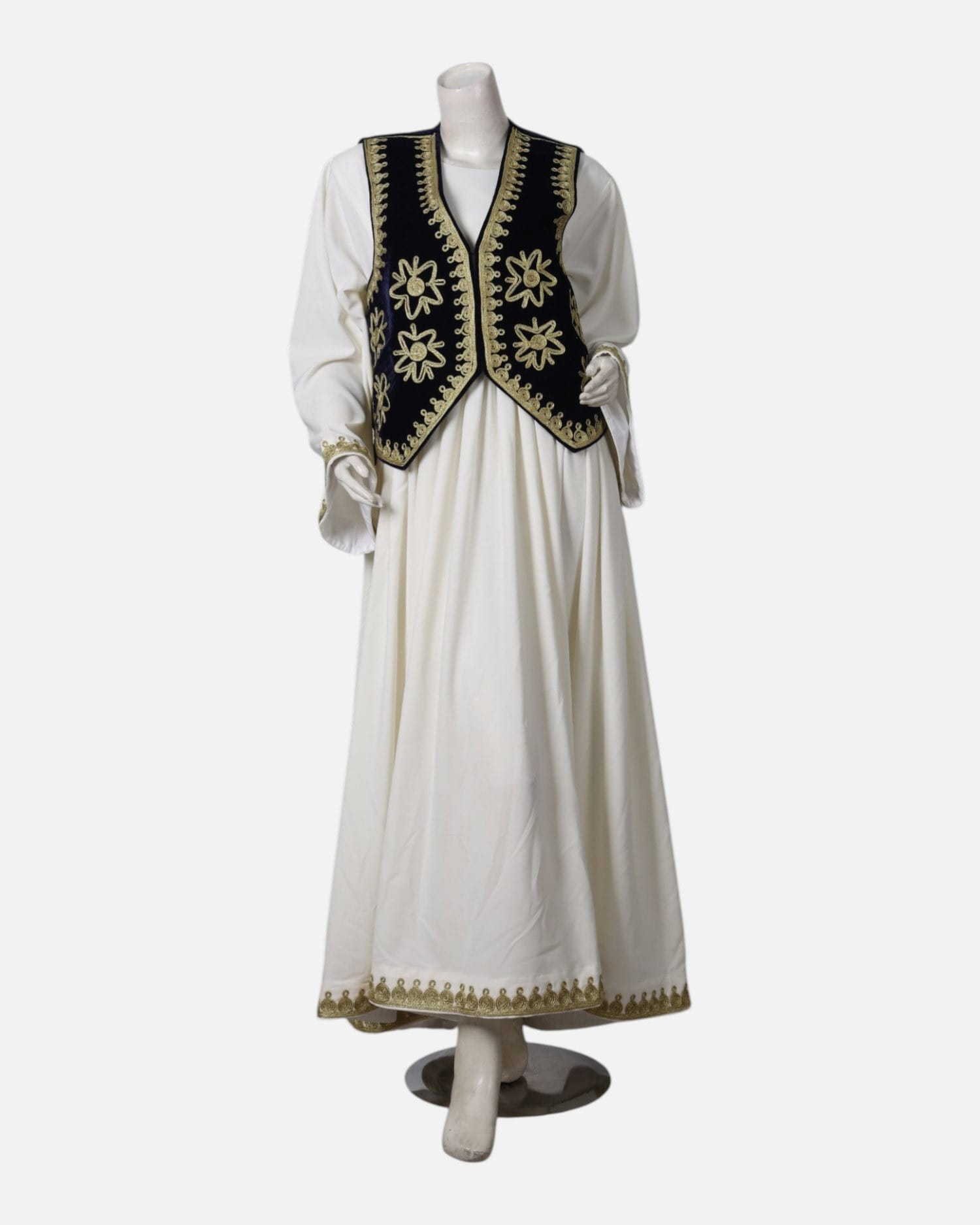 Afghan Long Dress with Embroidered Waistcoat – Traditional Two-Piece Outfit for Women