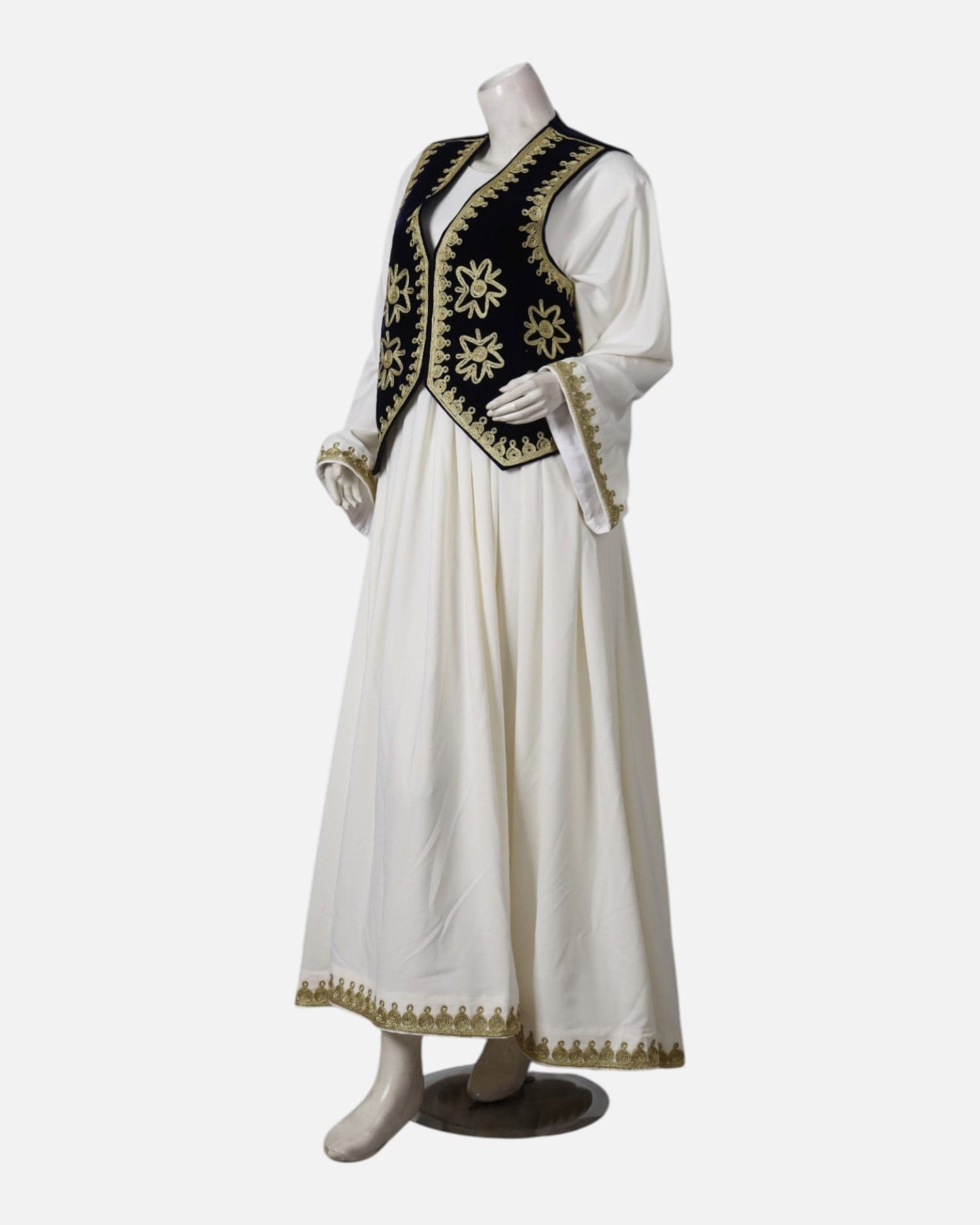 Afghan Long Dress with Embroidered Waistcoat – Traditional Two-Piece Outfit for Women