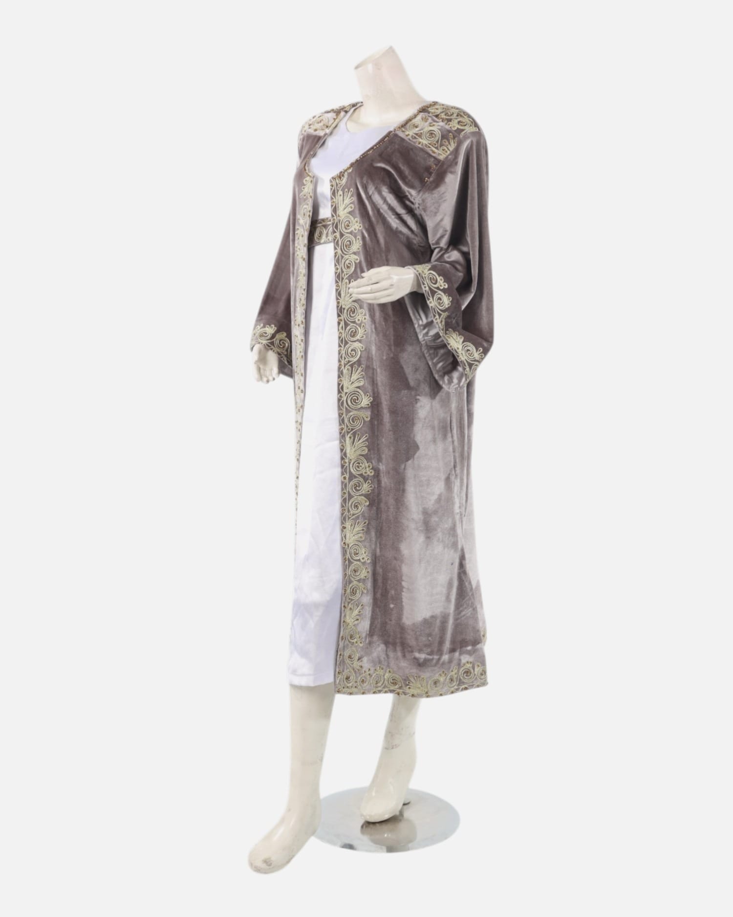 Handmade Afghan Chapan with Dress – Steel Velvet with Intricate Gulabatun Embroider