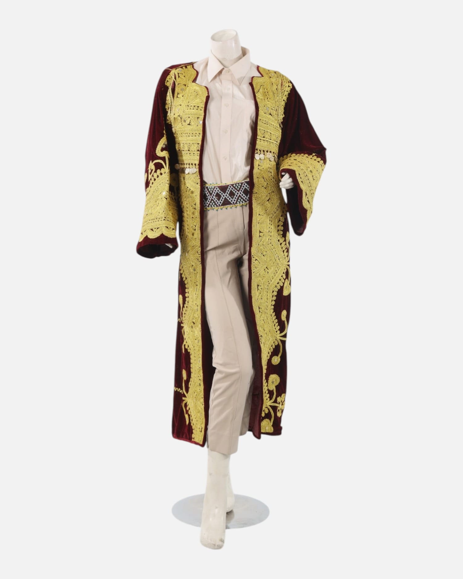 Handmade Afghan Chapan with Gold Cherma Embroidery – Velvet Traditional Wear for Weddings and Cultural Events