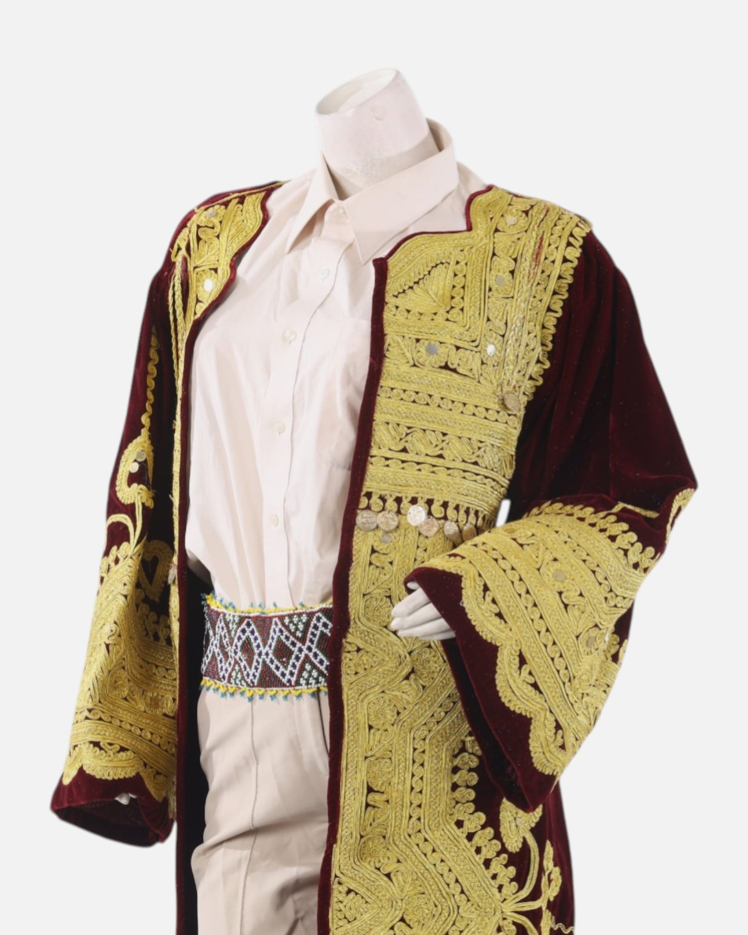 Handmade Afghan Chapan with Gold Cherma Embroidery – Velvet Traditional Wear for Weddings and Cultural Events