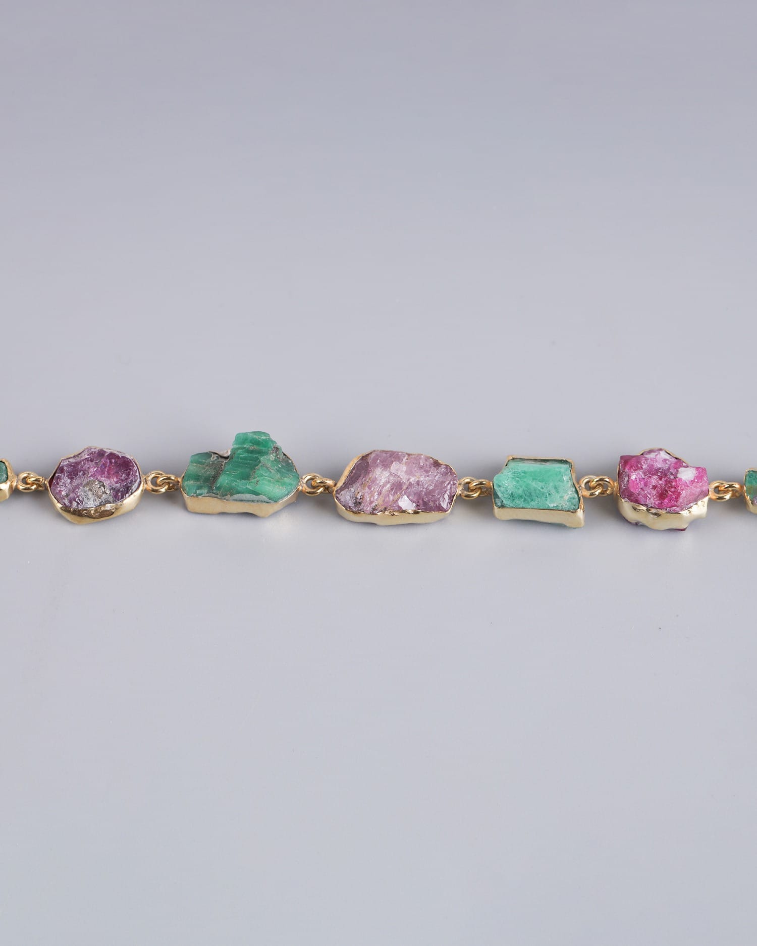 Raw Ruby & Panjshir Emerald Bracelet