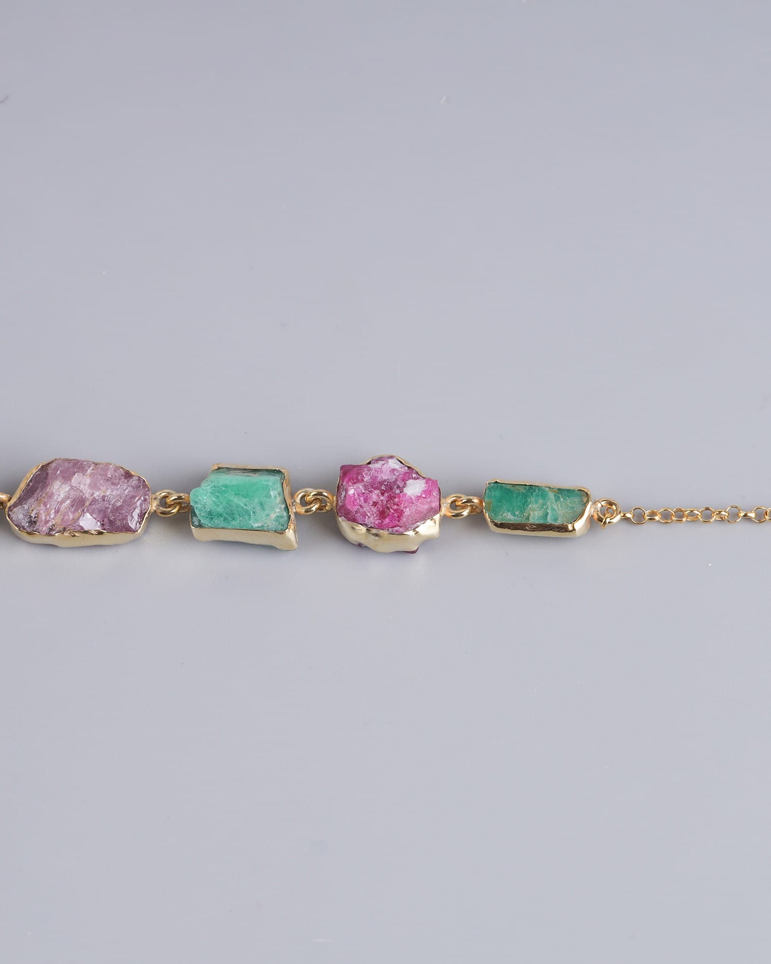 Raw Ruby & Panjshir Emerald Bracelet