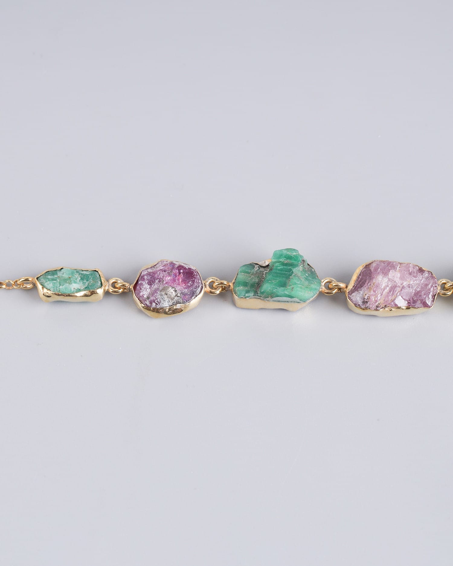 Raw Ruby & Panjshir Emerald Bracelet