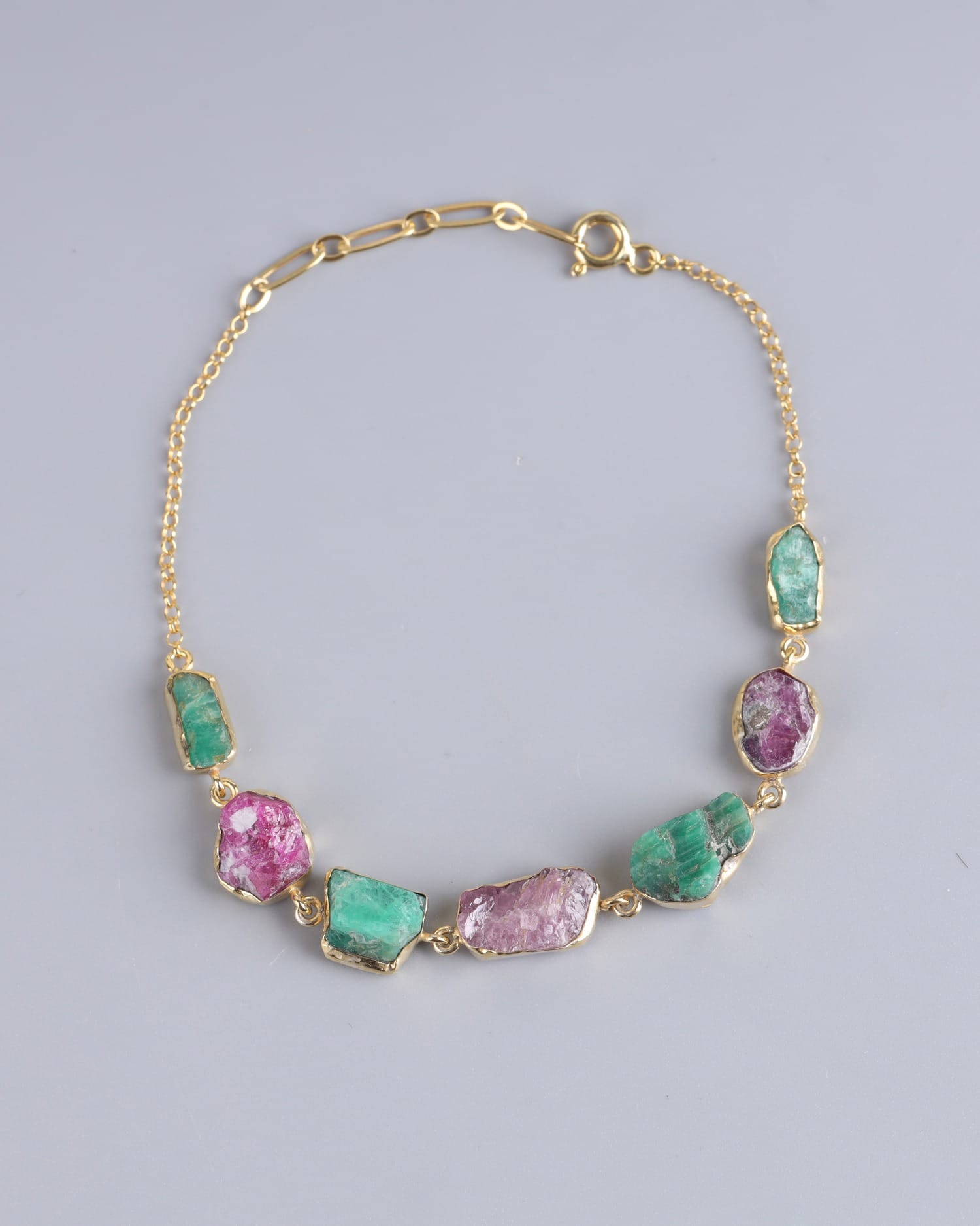 Raw Ruby & Panjshir Emerald Bracelet