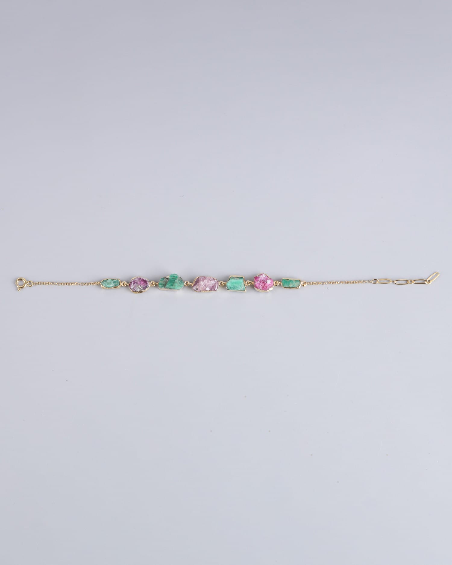 Raw Ruby & Panjshir Emerald Bracelet