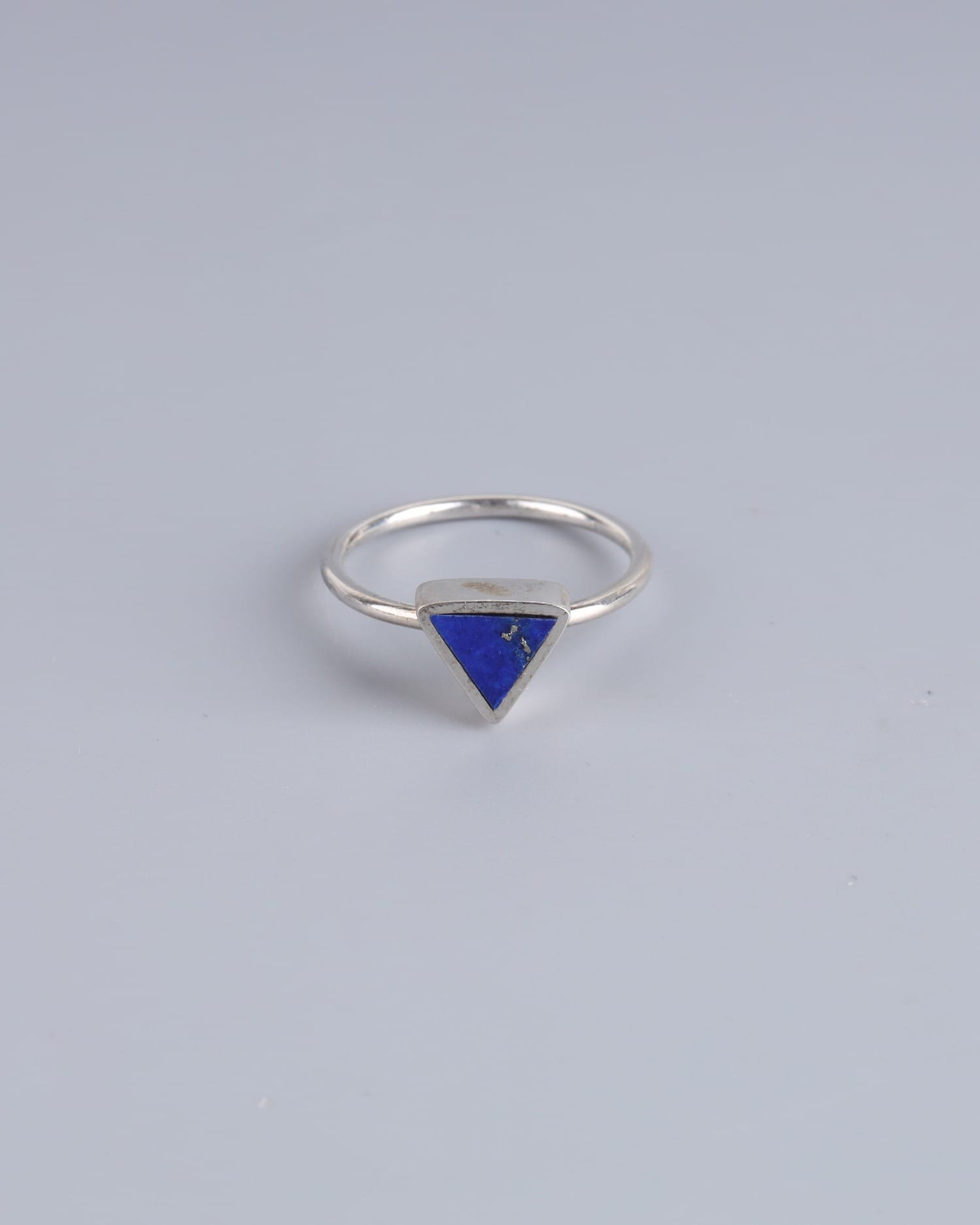 Minimalist Lapis Lazuli Triangle Ring