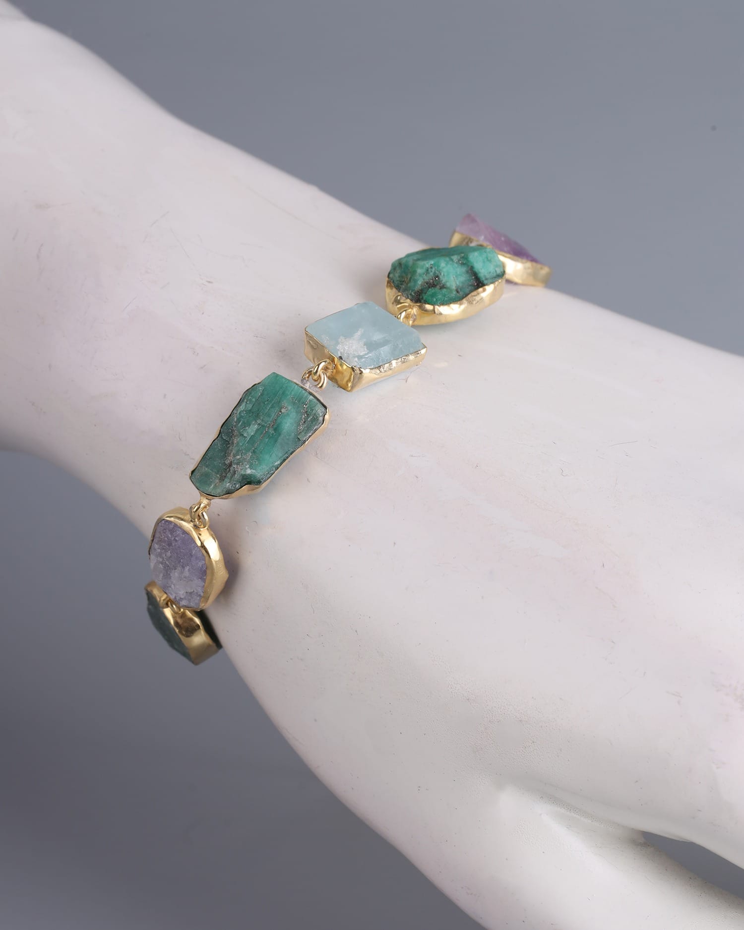 Gold Washed Silver Multi Gemstone Bracelet