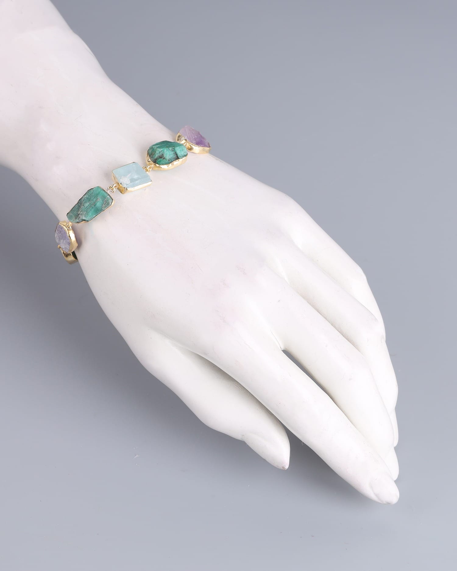 Gold Washed Silver Multi Gemstone Bracelet