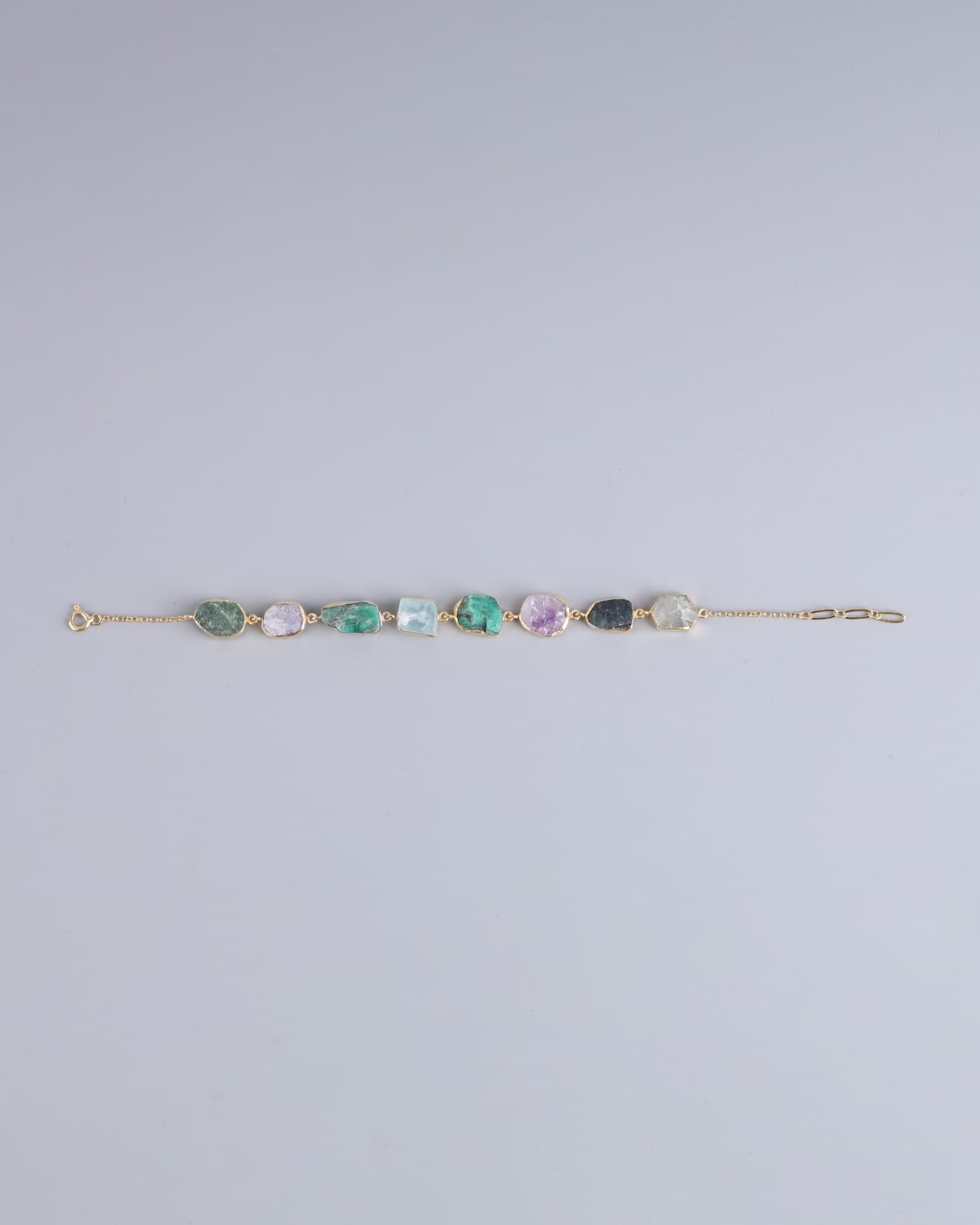Gold Washed Silver Multi Gemstone Bracelet