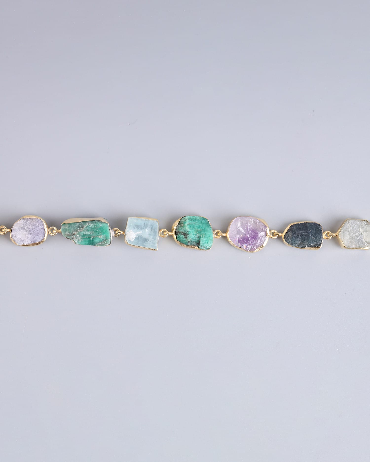 Gold Washed Silver Multi Gemstone Bracelet