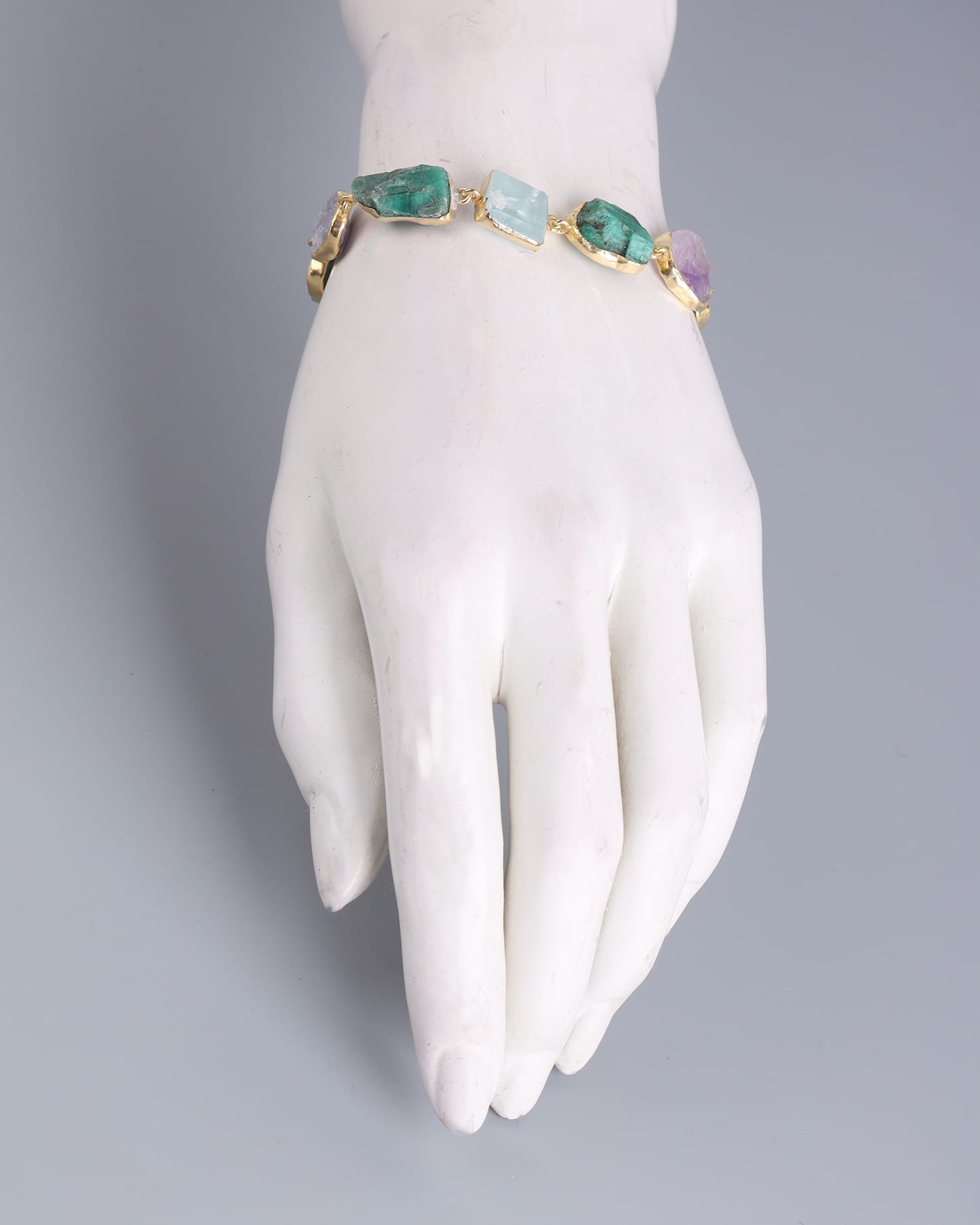 Gold Washed Silver Multi Gemstone Bracelet