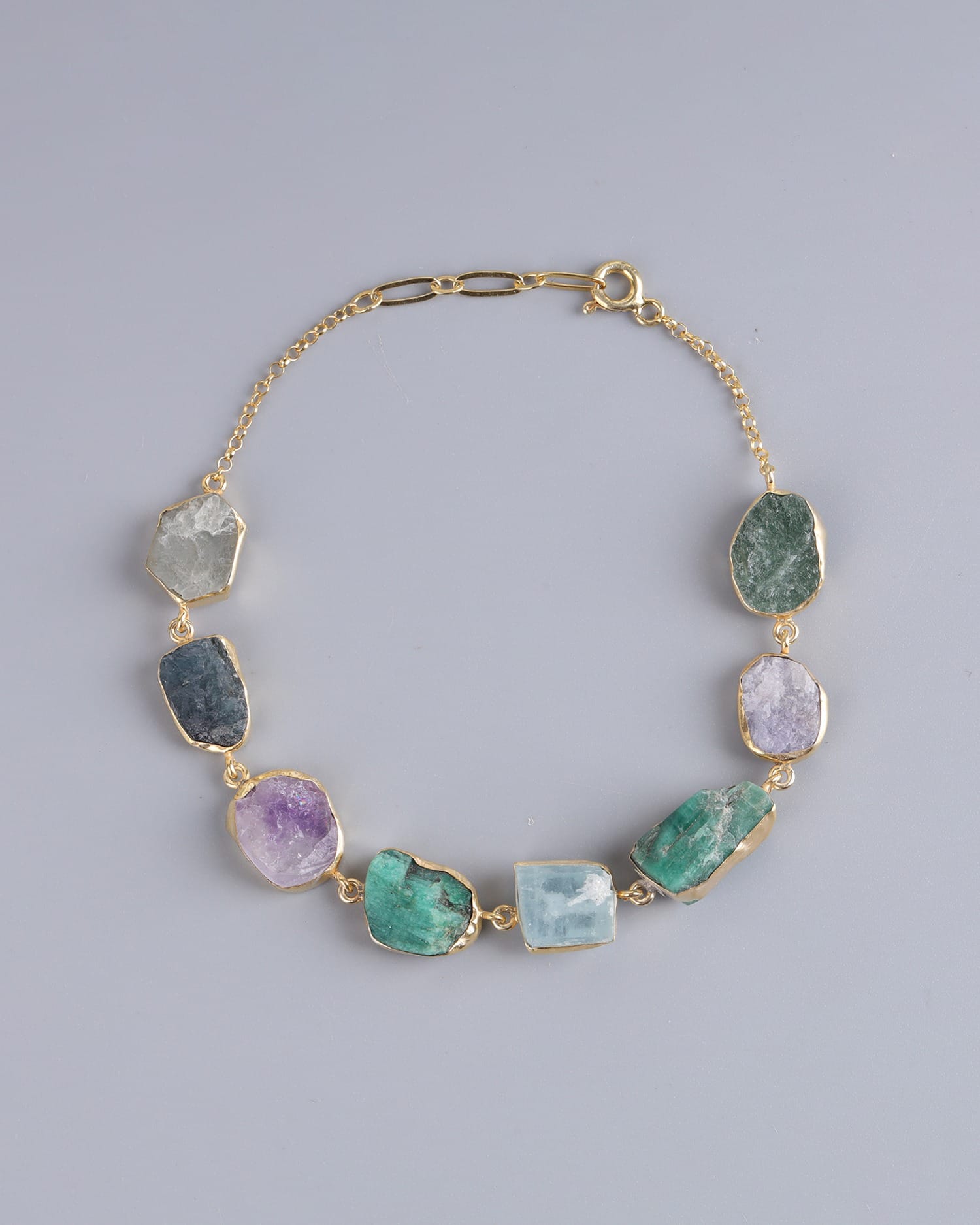 Gold Washed Silver Multi Gemstone Bracelet
