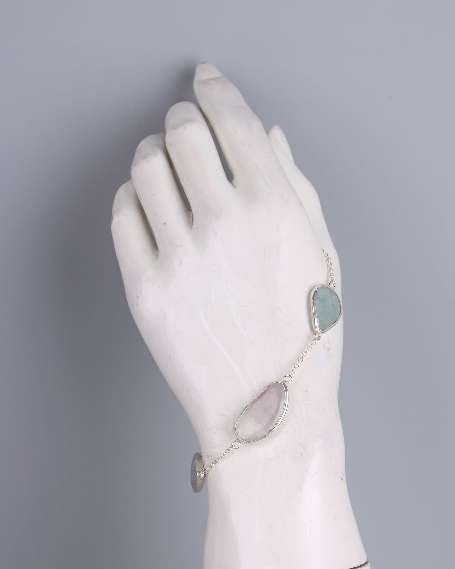 Amethyst & Aquamarine Silver Bracelet