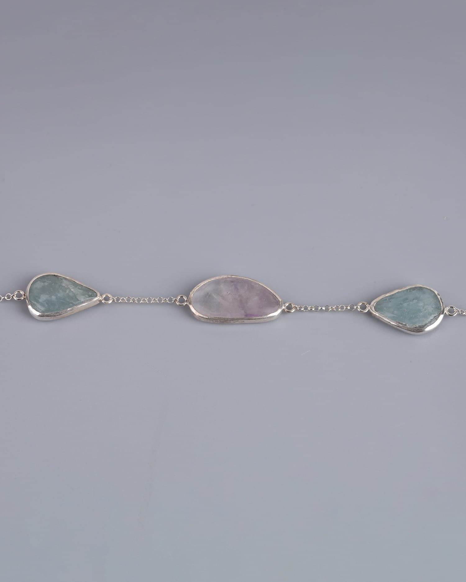 Amethyst & Aquamarine Silver Bracelet