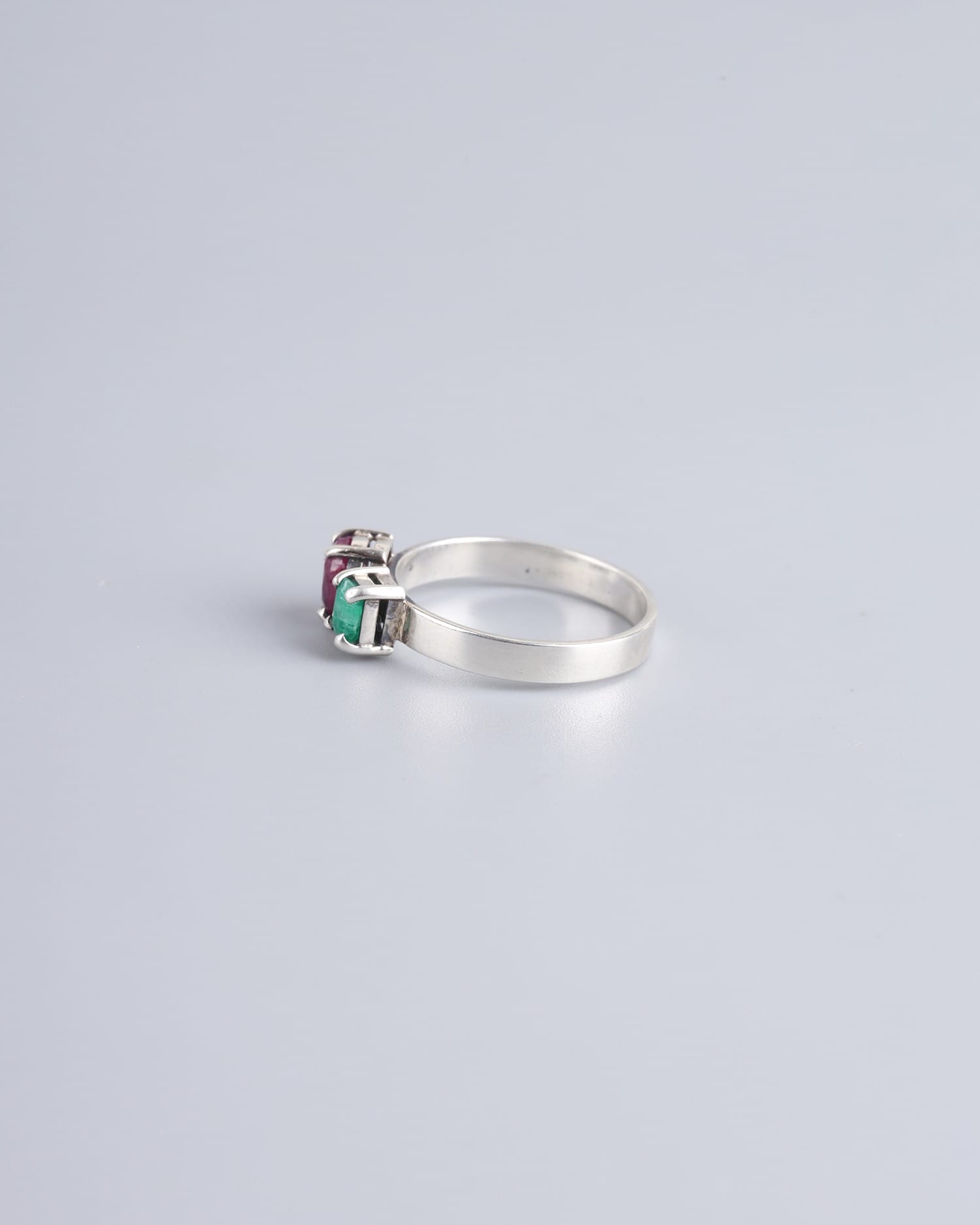 Silver Ring with Jagdalk Ruby & Panjshir Emerald