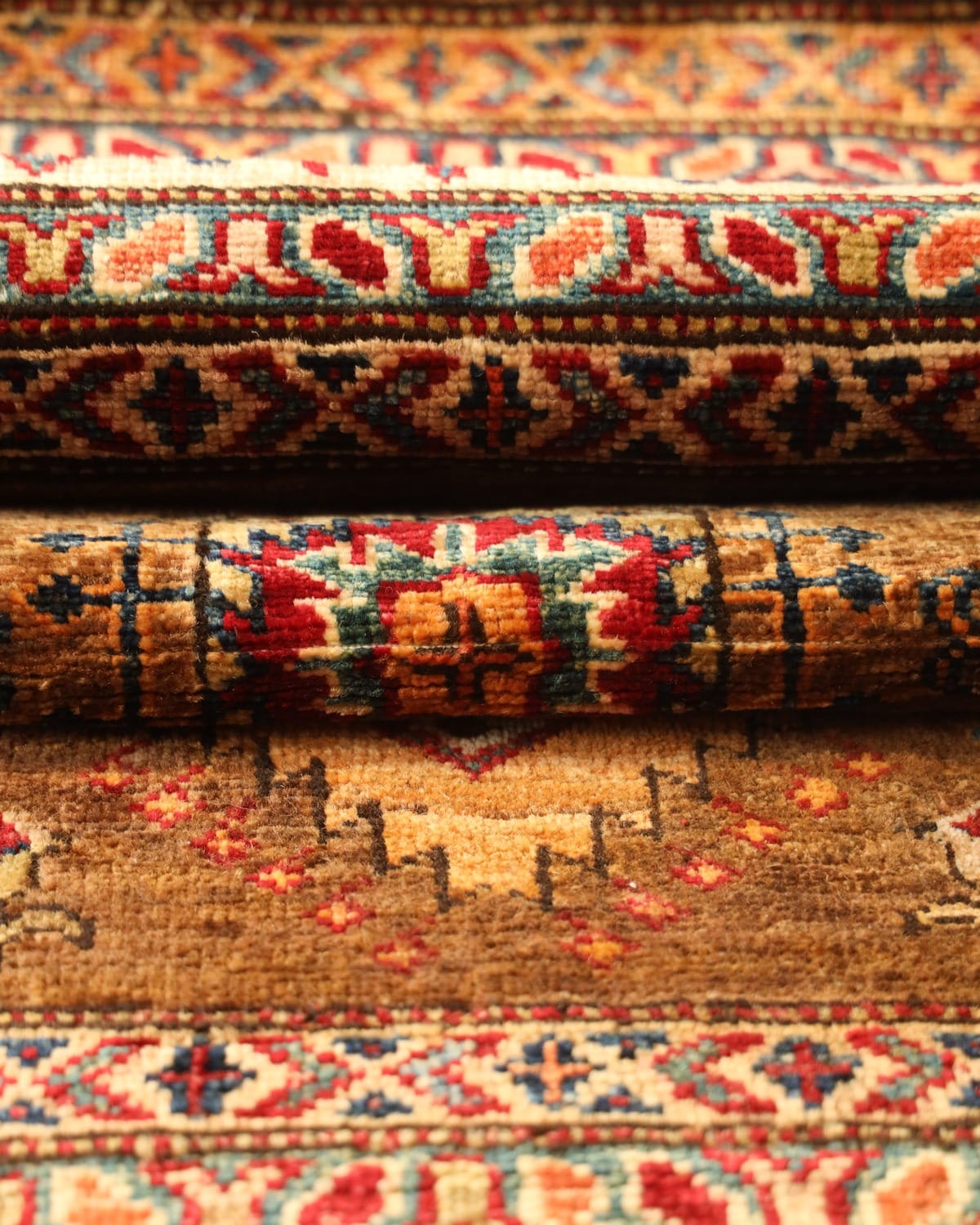 Qazaq Afghan Rug – Wool & Cotton, Hand-Knotted, 1.30x2.30 meters