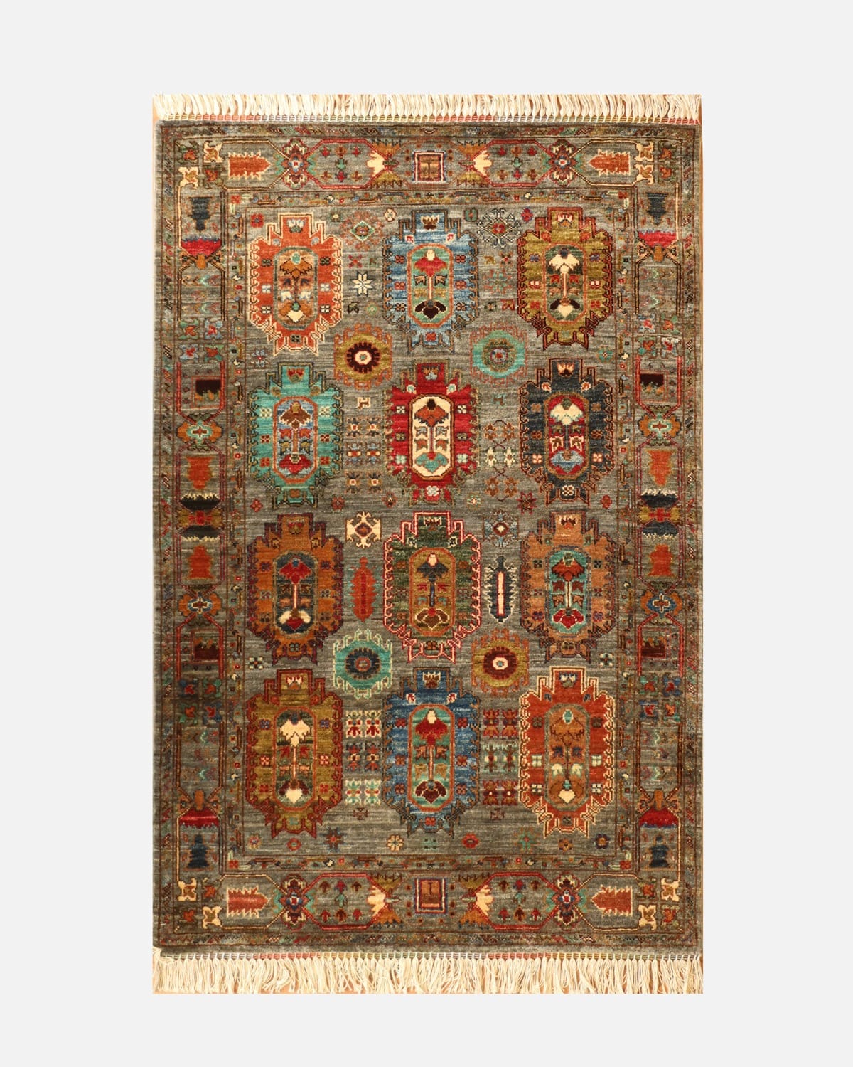 Handcrafted Afghan Wool & Cotton Rug – Vibrant Old Sultani Design with Intricate Detailing | 1.50x2m (35x40 inches)"