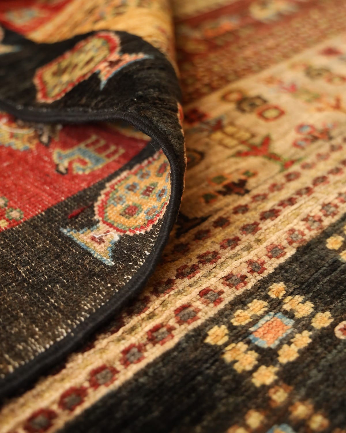 Antique Rug Handmade Khorjeen Tribal Area Rug
