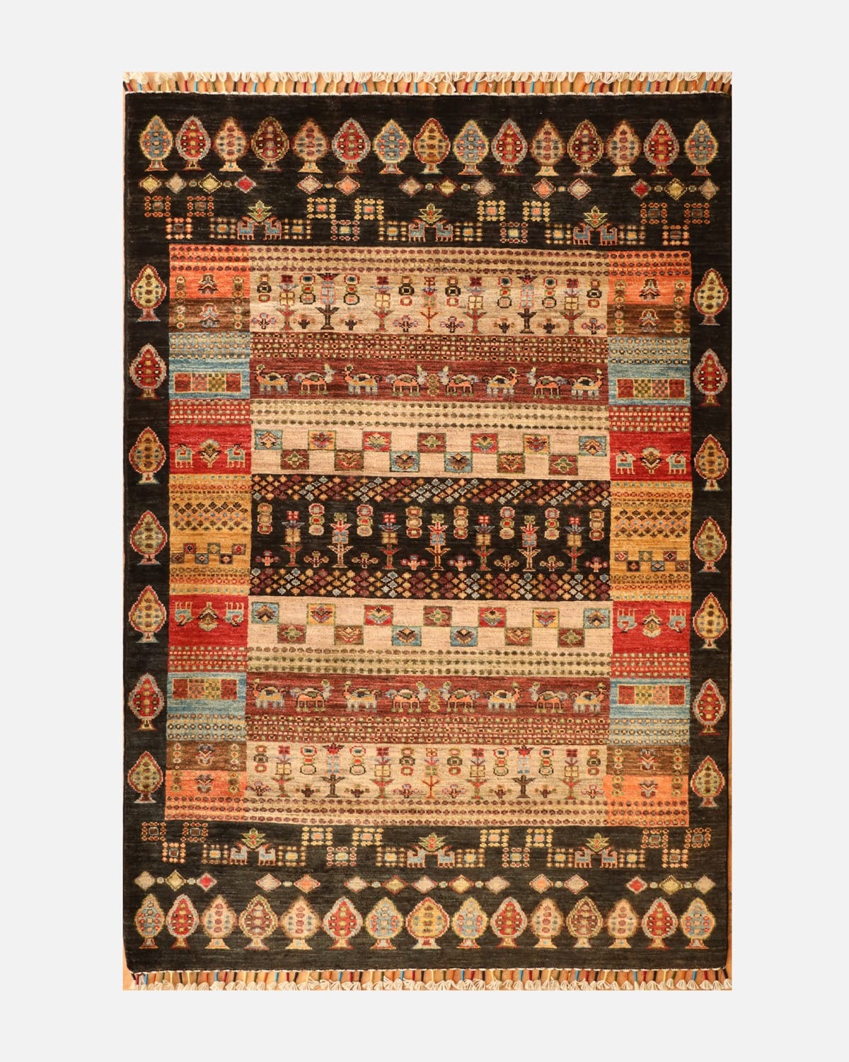 Antique Rug Handmade Khorjeen Tribal Area Rug