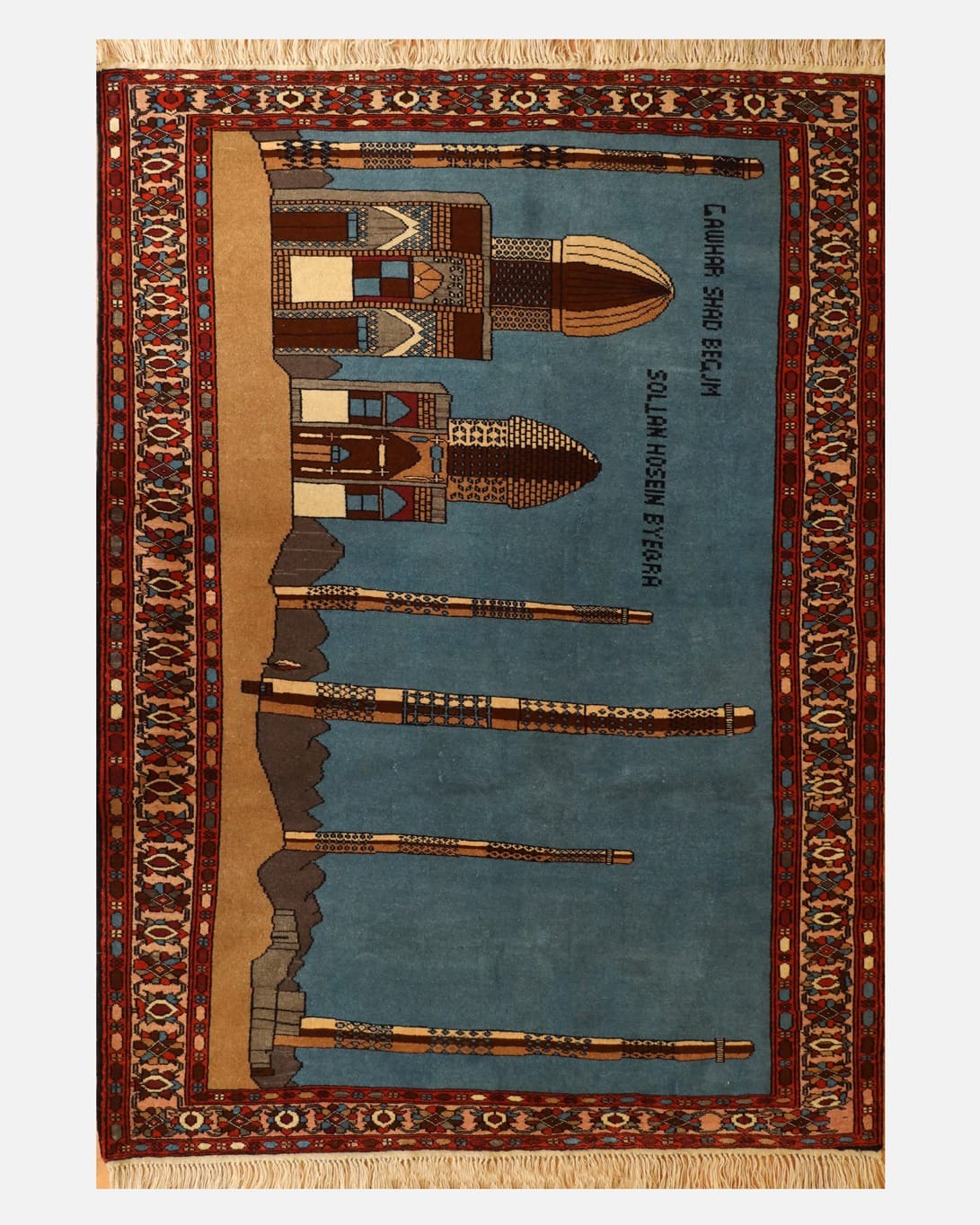 Herat Historical Artwork Rug Hand Knotted Wool, Afghan Cultural Heritage Rug, 50x50 Inches