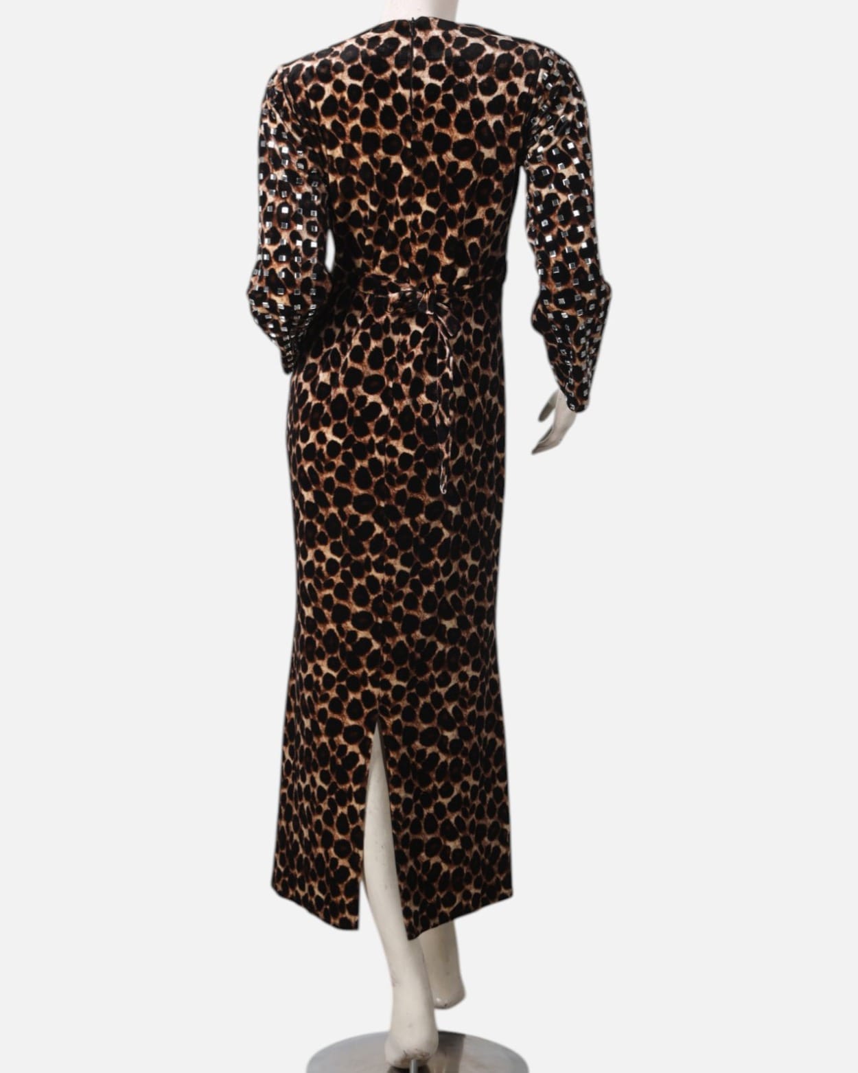 Leopard Velvet Dress with Embroidery, Long Party Dress, Elegant Leopard Print Gown