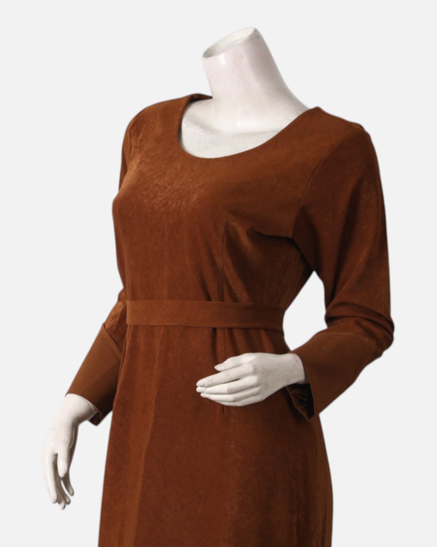 Brown Minimalist Formal Dress  Elegant Long Sleeve Midi Dress | Aseel
