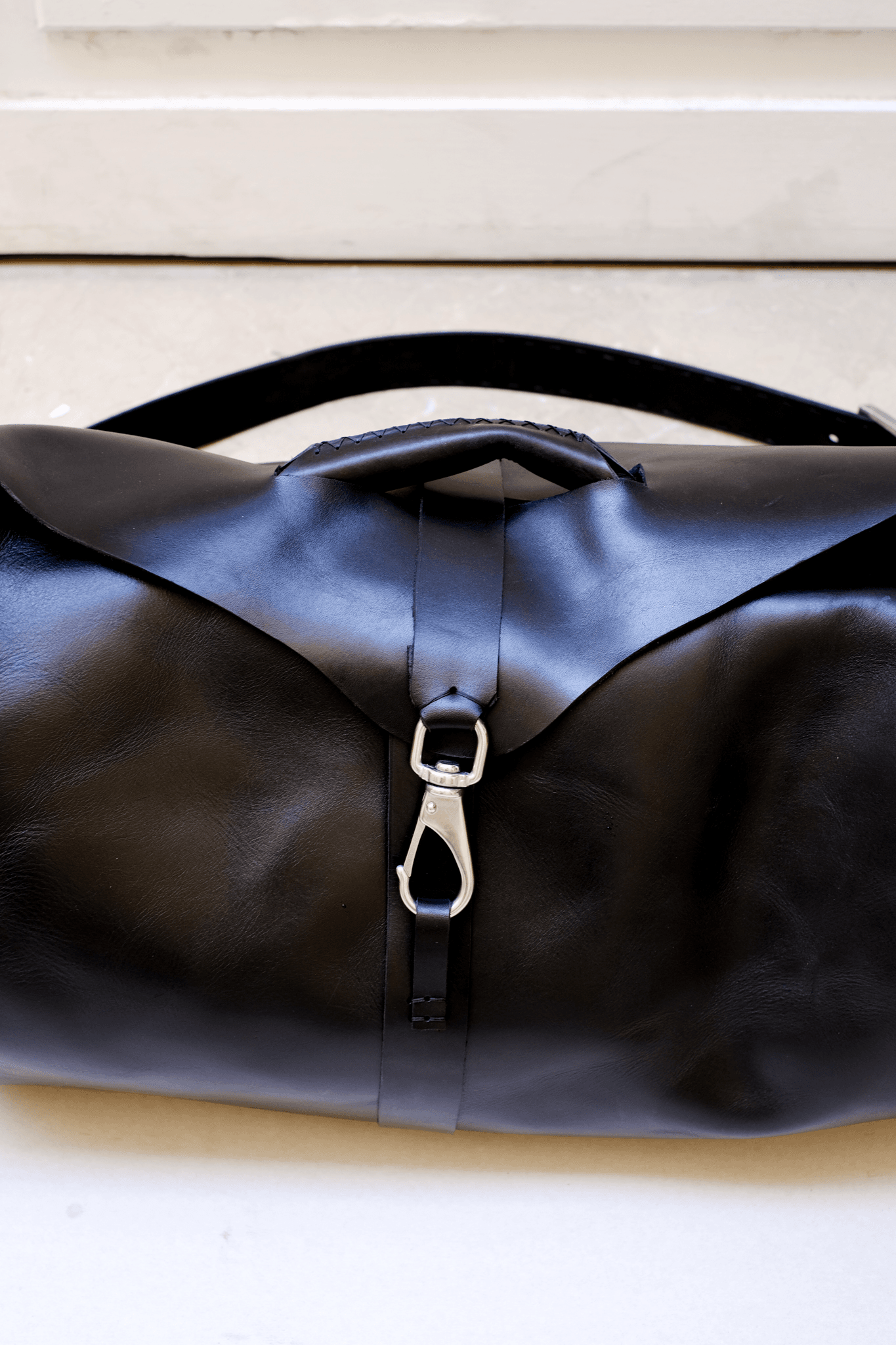 Black Pure Leather Travel Duffle Bag, Gym Handmade Suitcase