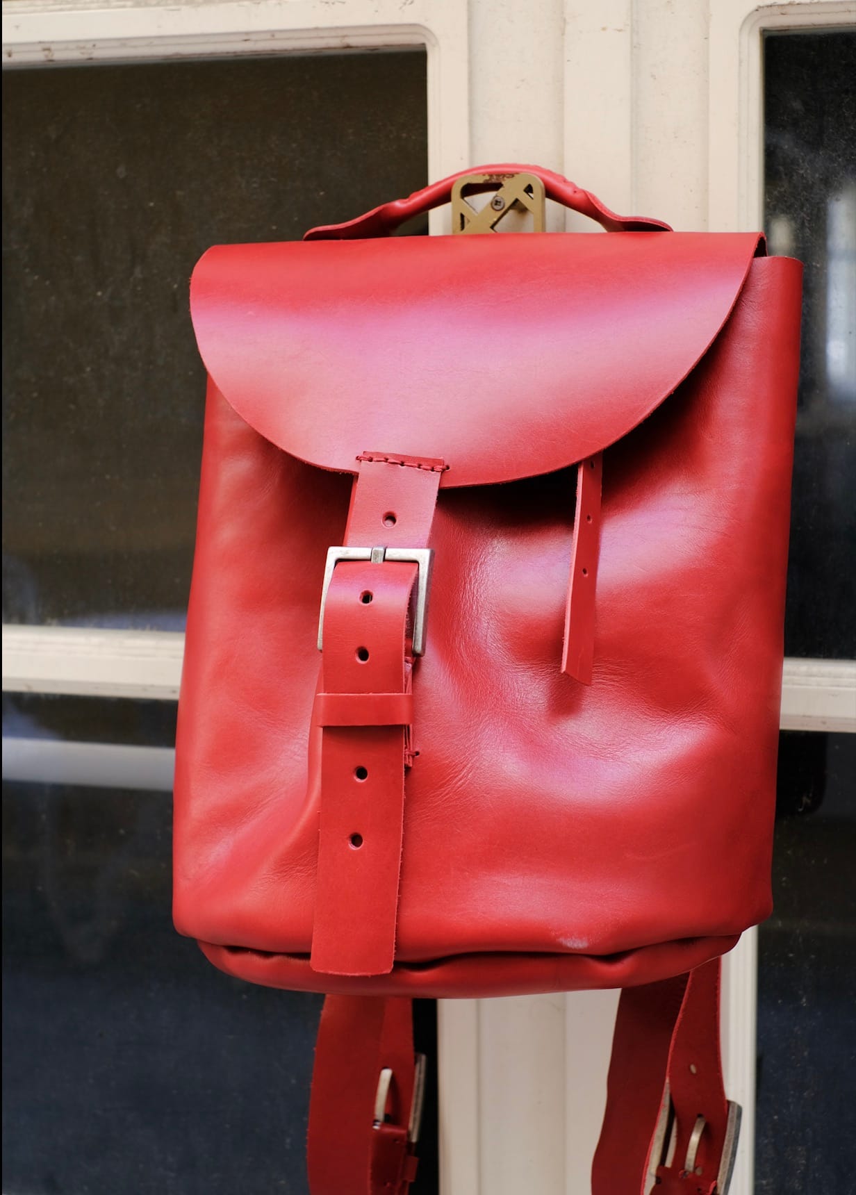 Handmade Red Leather Backpack – Full-Grain Turkish Leather Travel & Work Bag