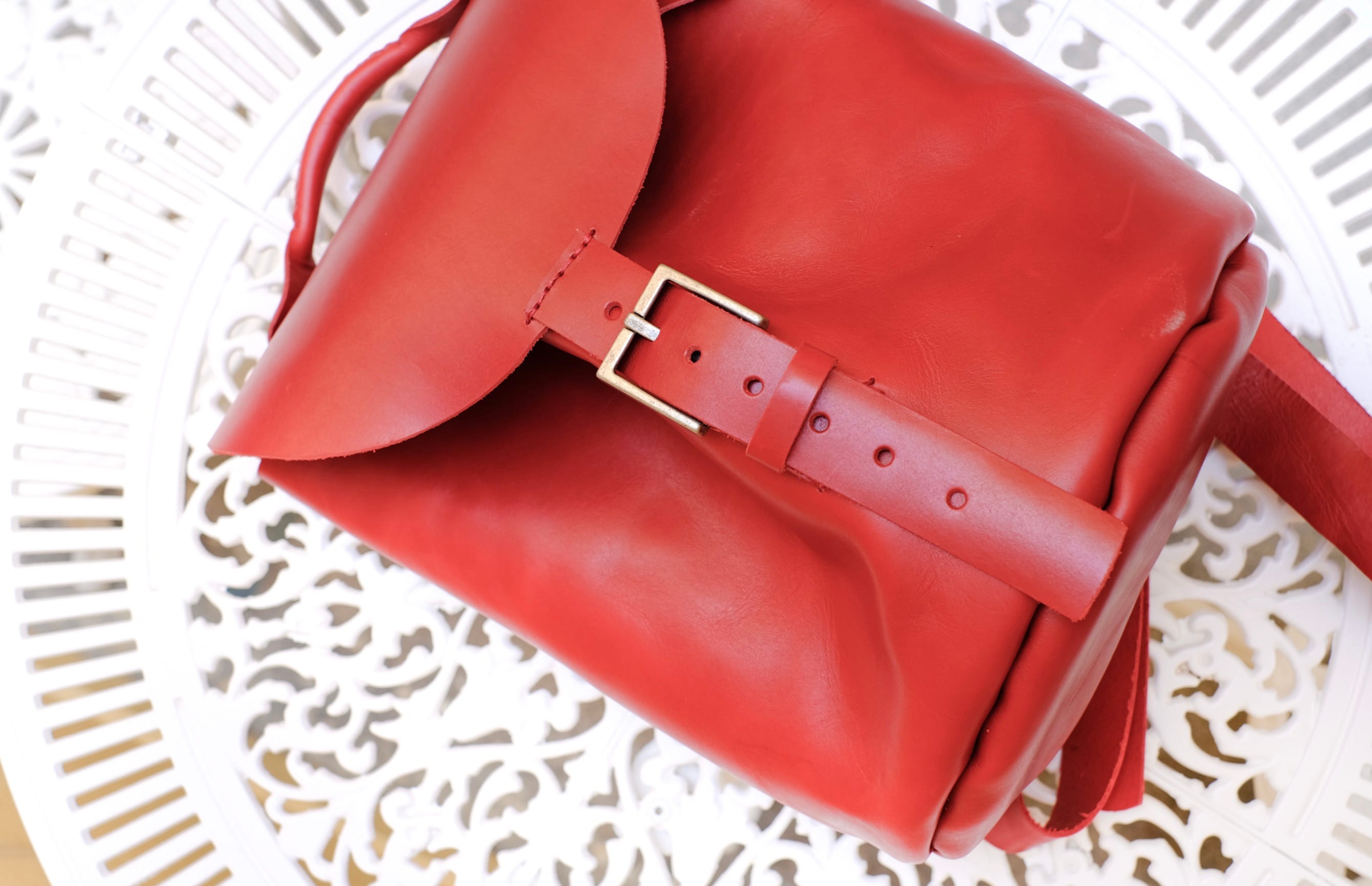 Handmade Red Leather Backpack – Full-Grain Turkish Leather Travel & Work Bag
