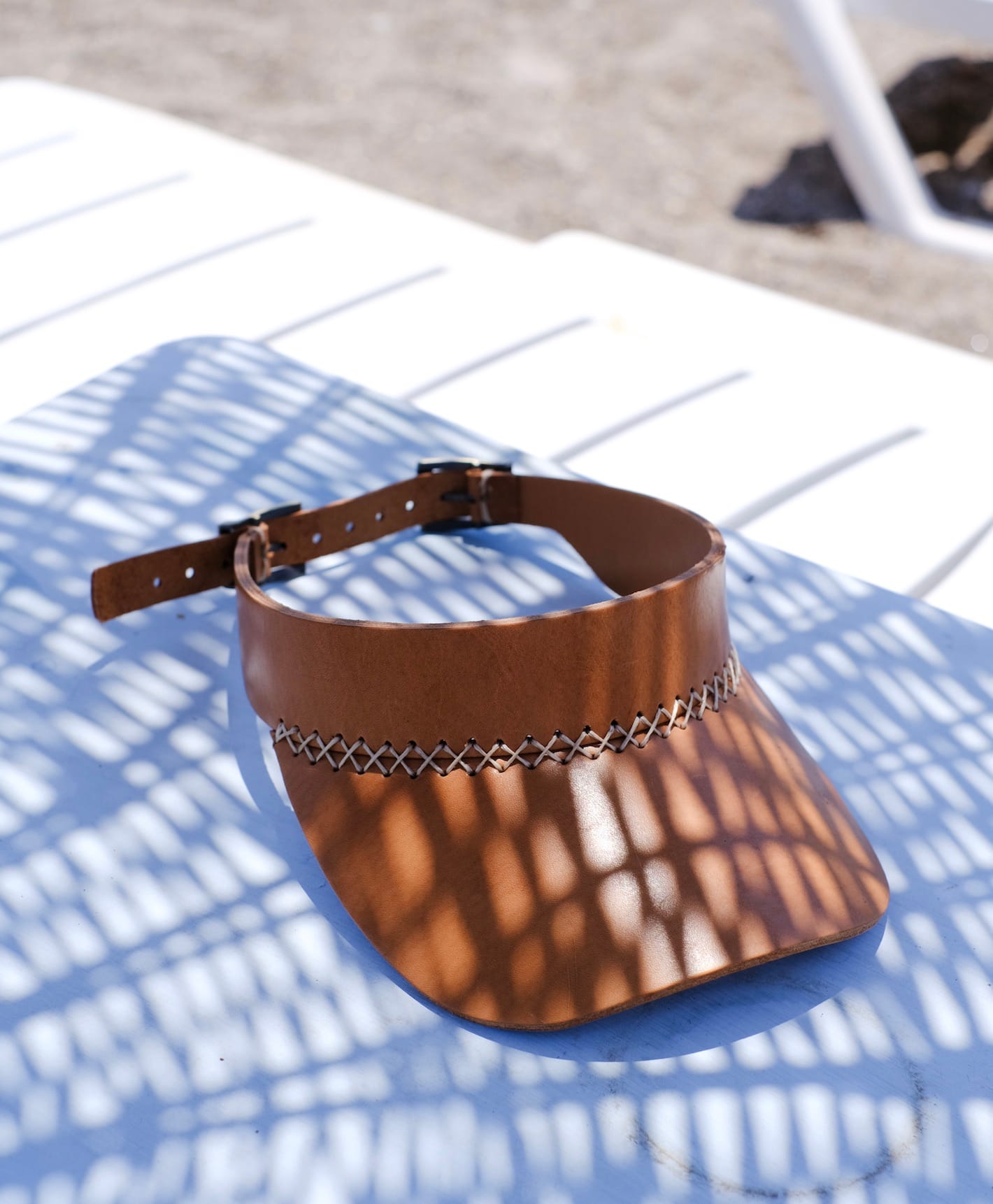 Handmade Brown Leather Sun Visor Cap