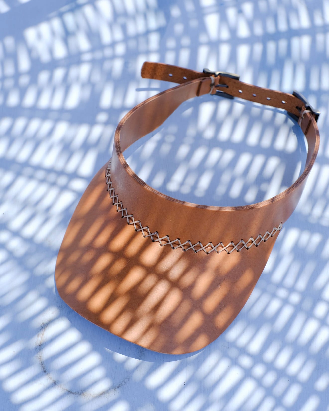 Handmade Brown Leather Sun Visor Cap