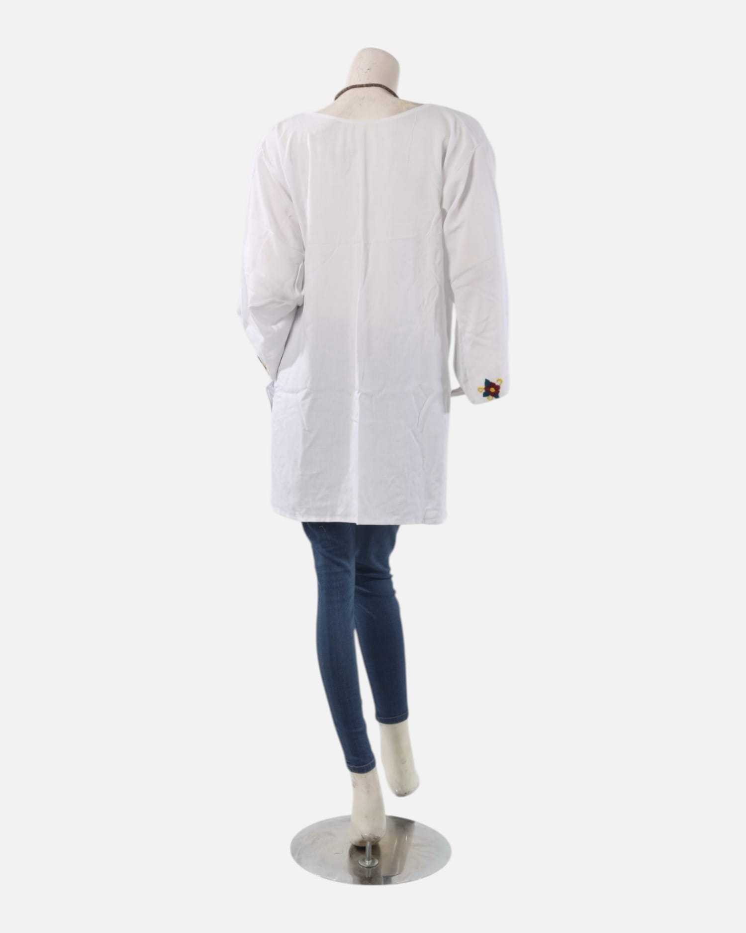 White Afghan  Tunic & Handmade Embroidered Canvas Tote Bag