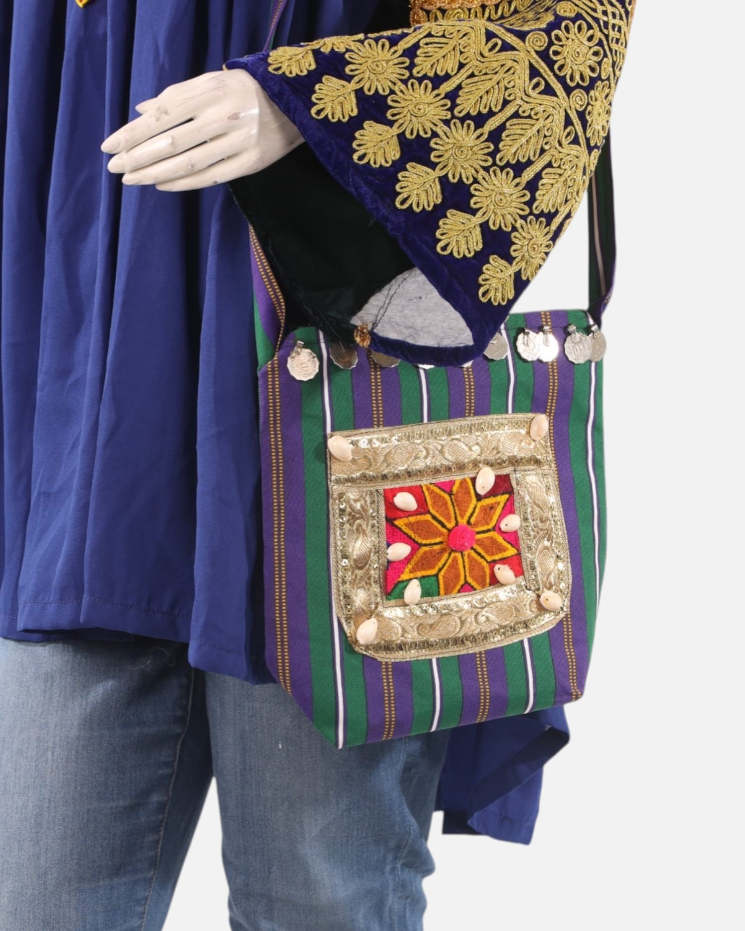Royal Blue Afghan Gand Embroidered Tunic – Traditional Fabric Women Top